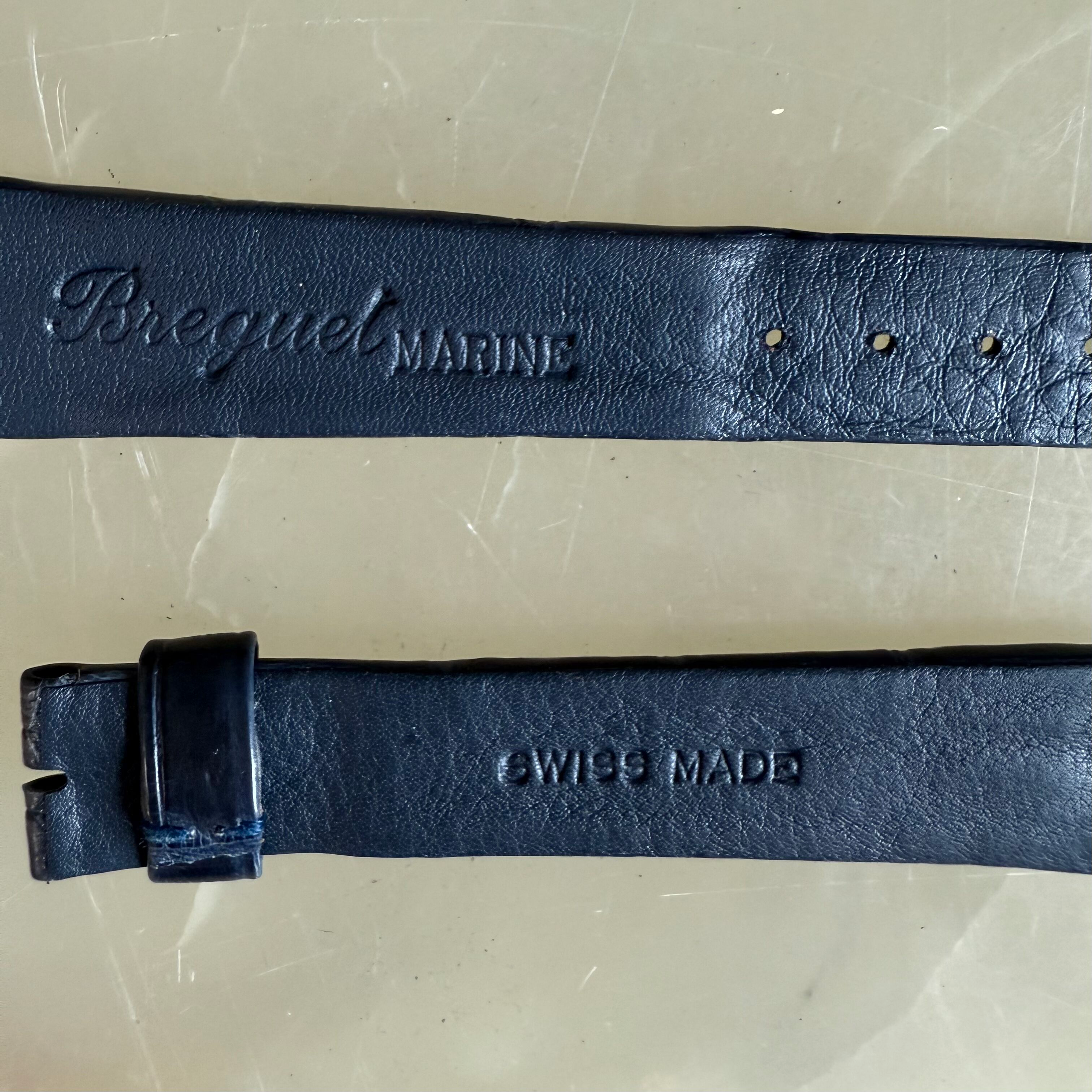 Authentic Breguet Blue Crocodile Watch Strap Band 19mm Padded & Stitched