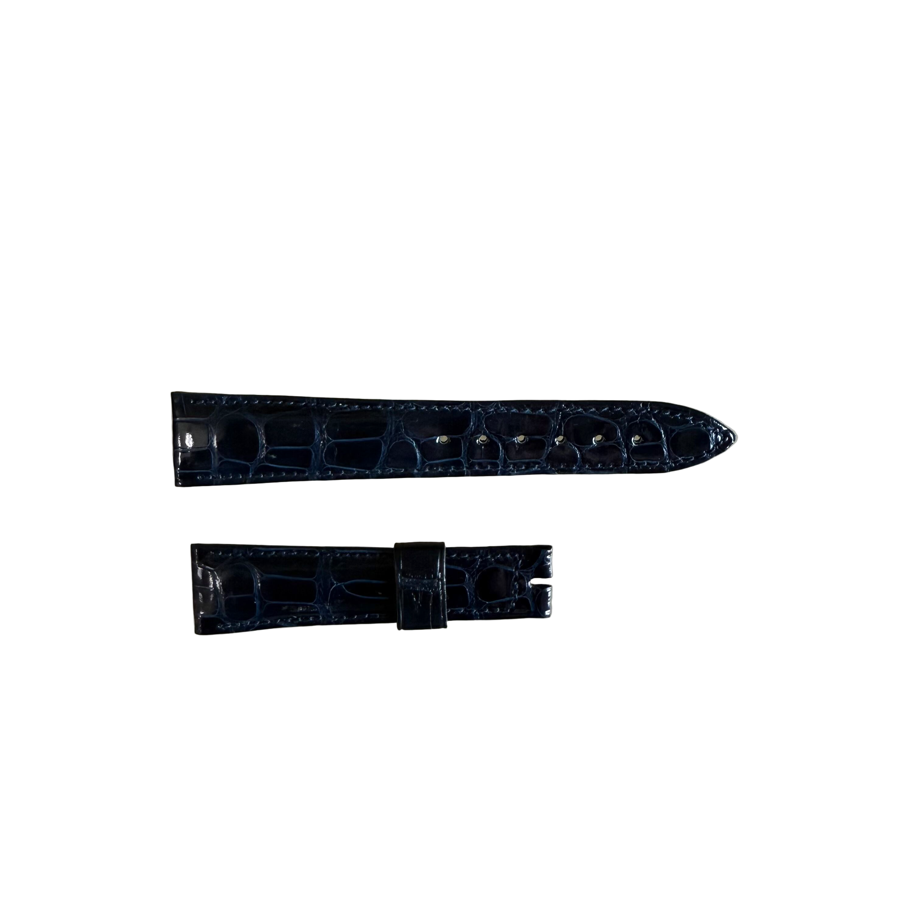 Authentic Breguet Blue Shiny Crocodile Watch Strap Band 19mm Padded & Stitched
