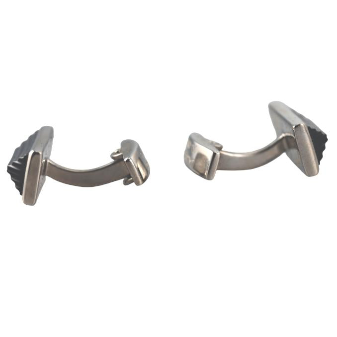 Lalique Rayonnante Noir Black Crystal Palladium Cufflinks 10606100