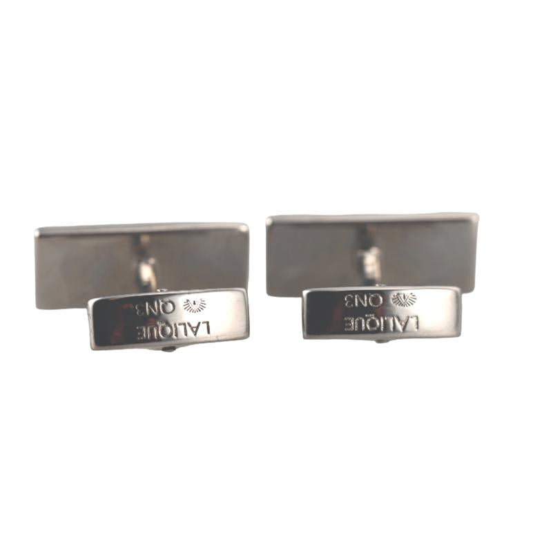 Lalique Rayonnante Noir Black Crystal Palladium Cufflinks 10606100