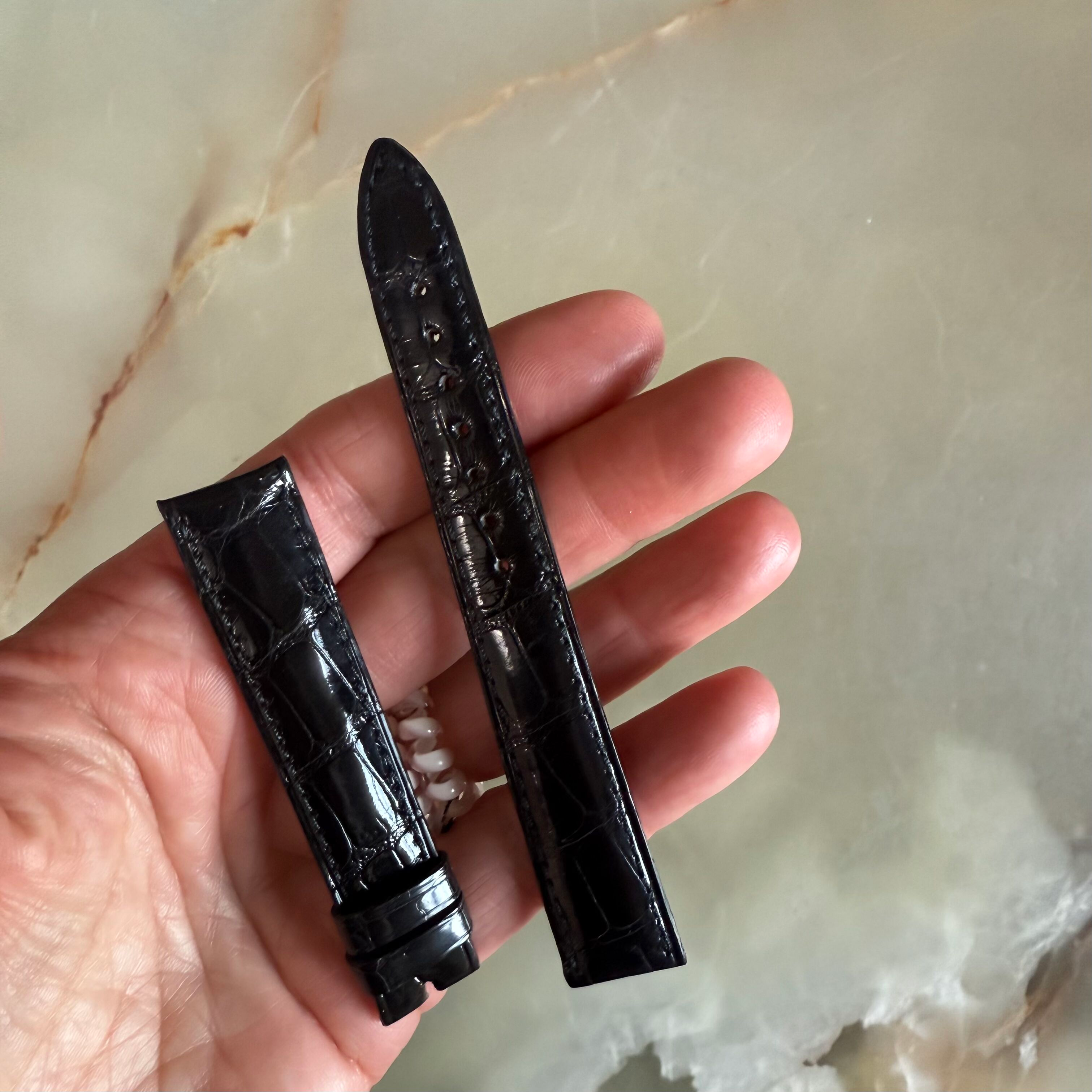 Authentic Breguet Black Crocodile Watch Strap Band 16.5mm Padded & Stitched