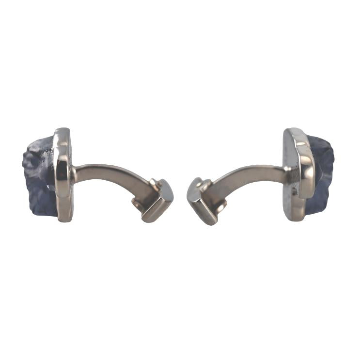 Lalique Eagle Blue Crystal Palladium Cufflinks 10605400