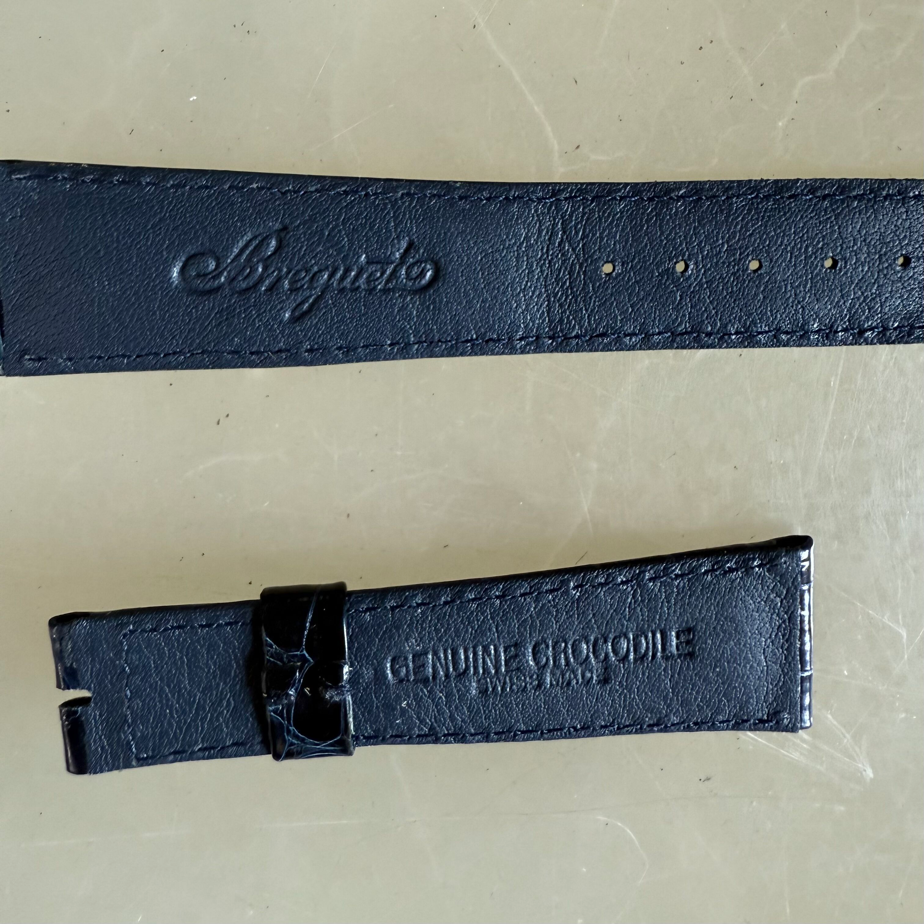 Authentic Breguet Blue Crocodile Watch Strap Band 20mm Padded & Stitched