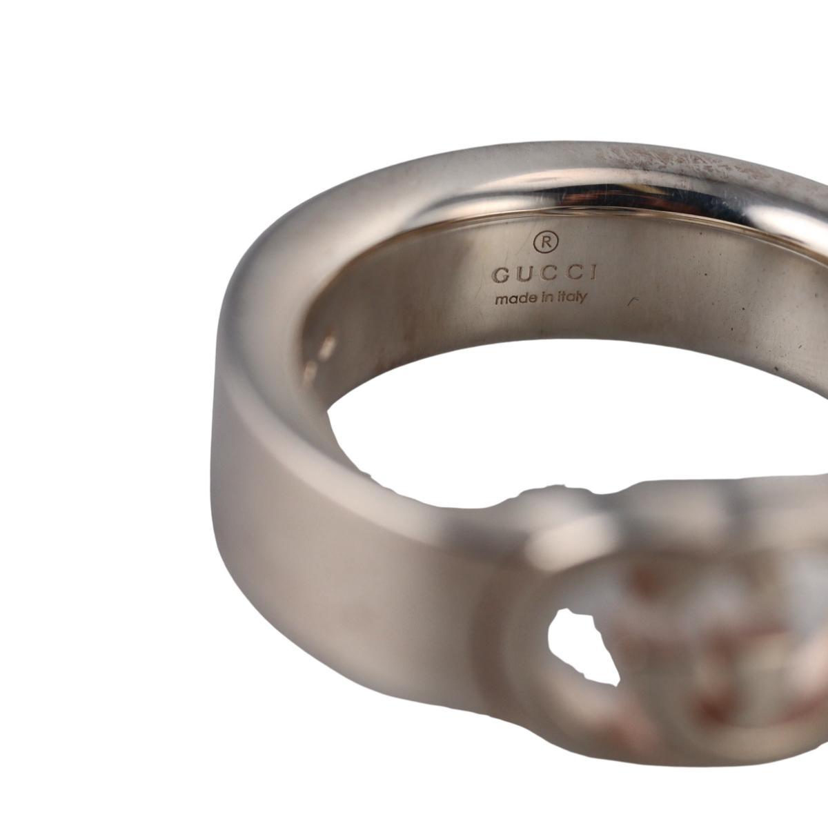 Gucci GG Interlocking G Sterling Silver 6mm Band Ring