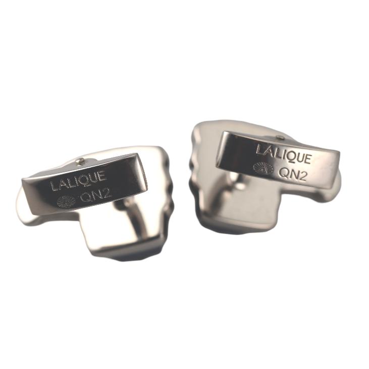 Lalique Eagle Blue Crystal Palladium Cufflinks 10605400