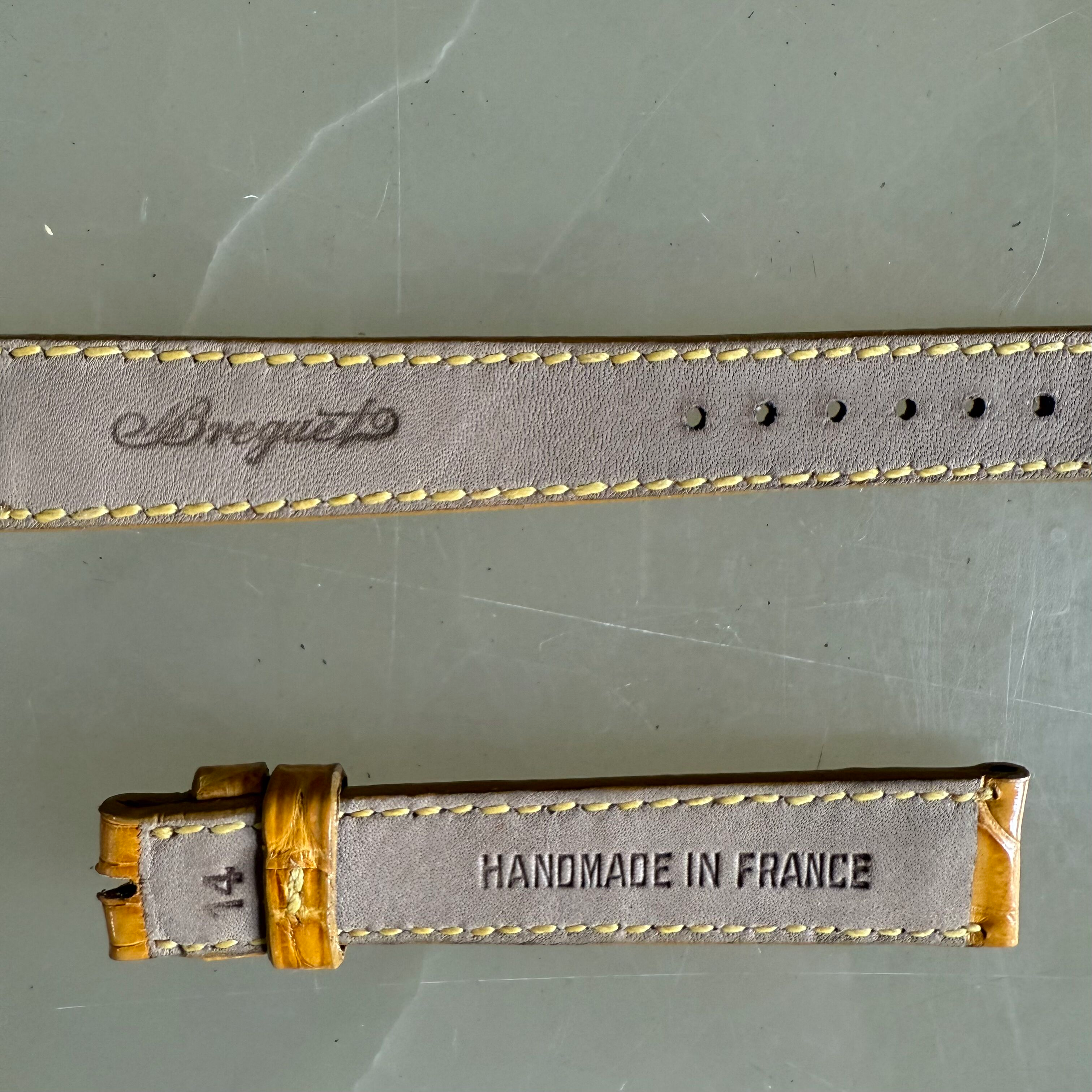 Authentic Breguet Yellow Crocodile Watch Strap Band 15mm Padded & Stitched