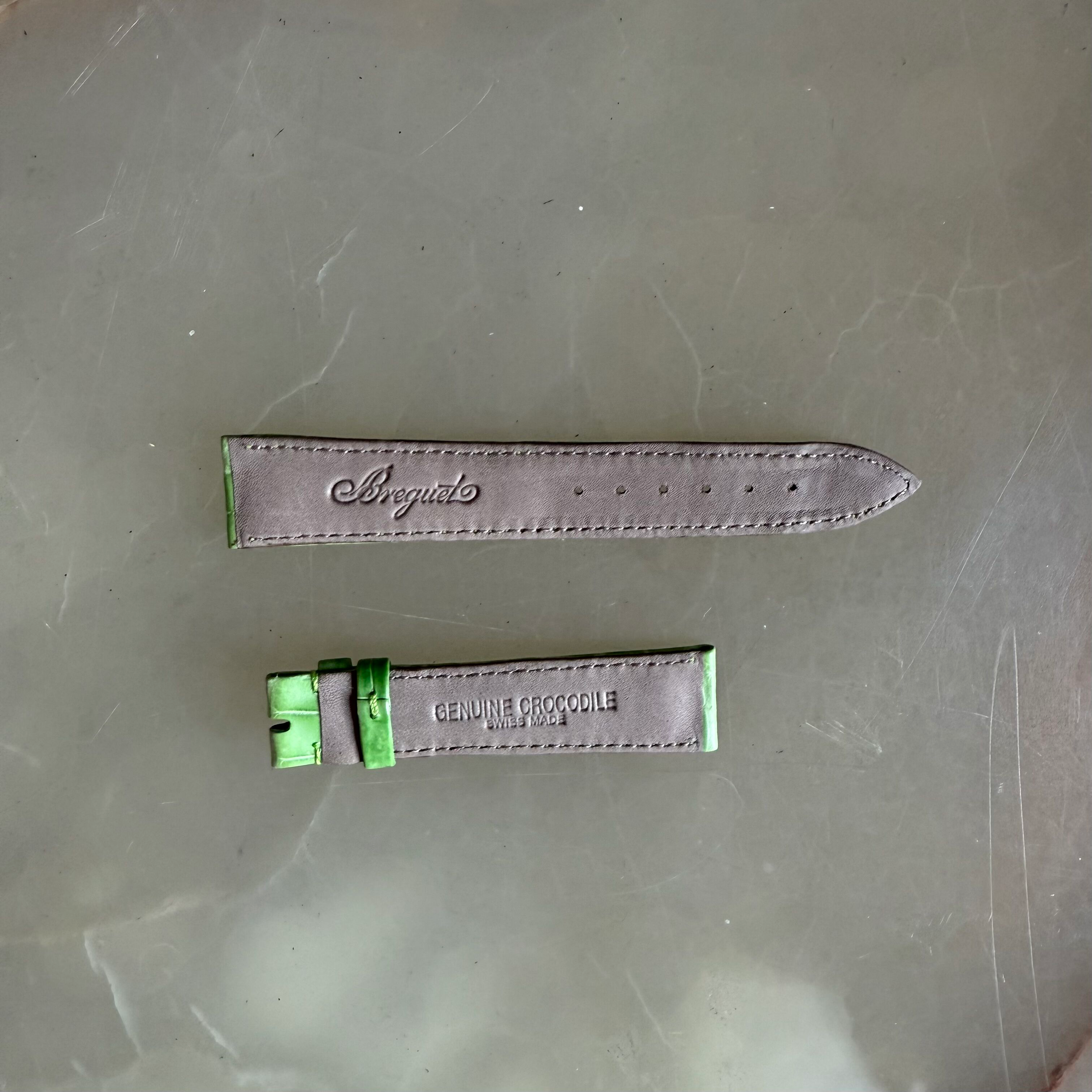 Authentic Breguet Green Crocodile Watch Strap Band 18mm Padded & Stitched
