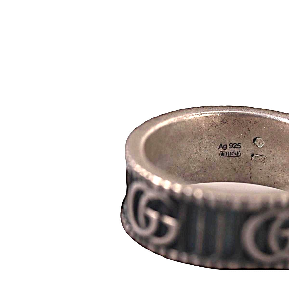 Gucci Marmont Stripped Sterling Silver 8mm Band Ring