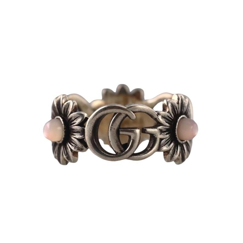 Gucci GG Marmont Interlocking G Flower Sterling Silver Ring