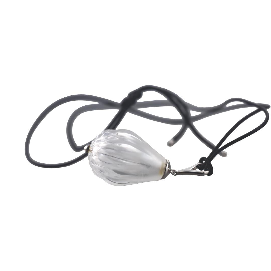 Lalique Flora Bella Clear Crystal Cord Silver Pendant Necklace 10606600