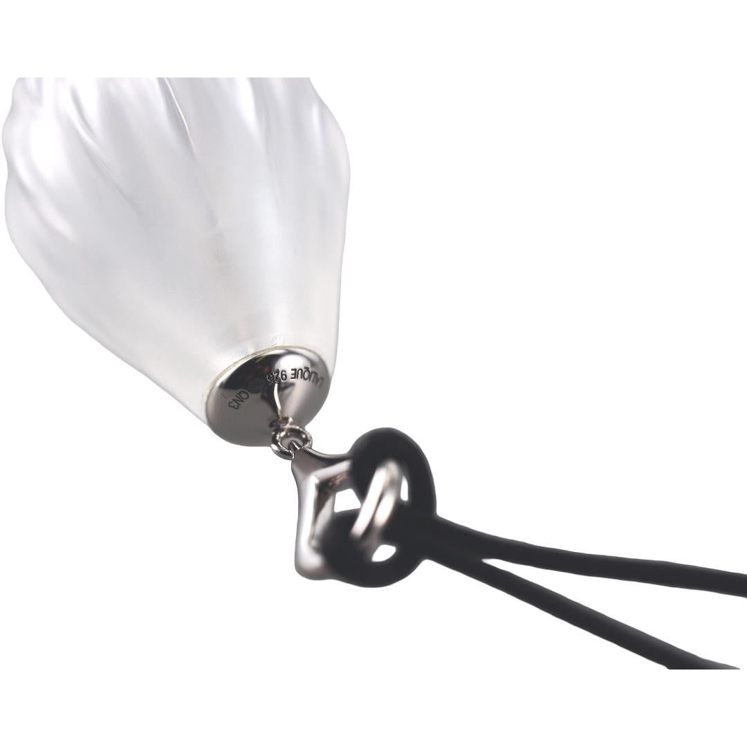 Lalique Flora Bella Clear Crystal Cord Silver Pendant Necklace 10606600
