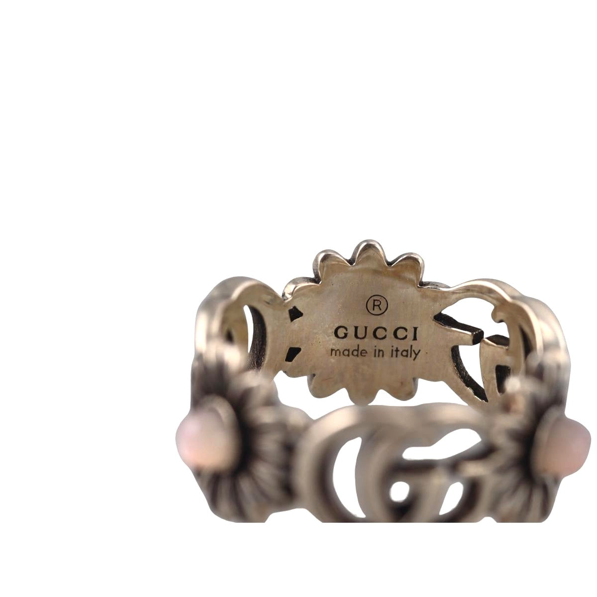 Gucci GG Marmont Interlocking G Flower Sterling Silver Ring