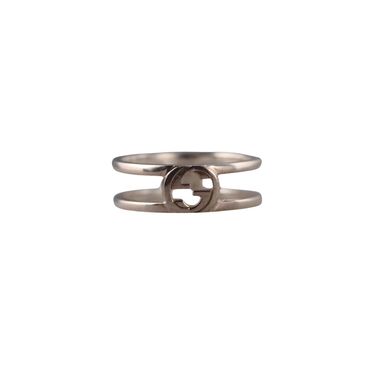 Gucci GG Interlocking G Sterling Silver 9mm Double Band Ring