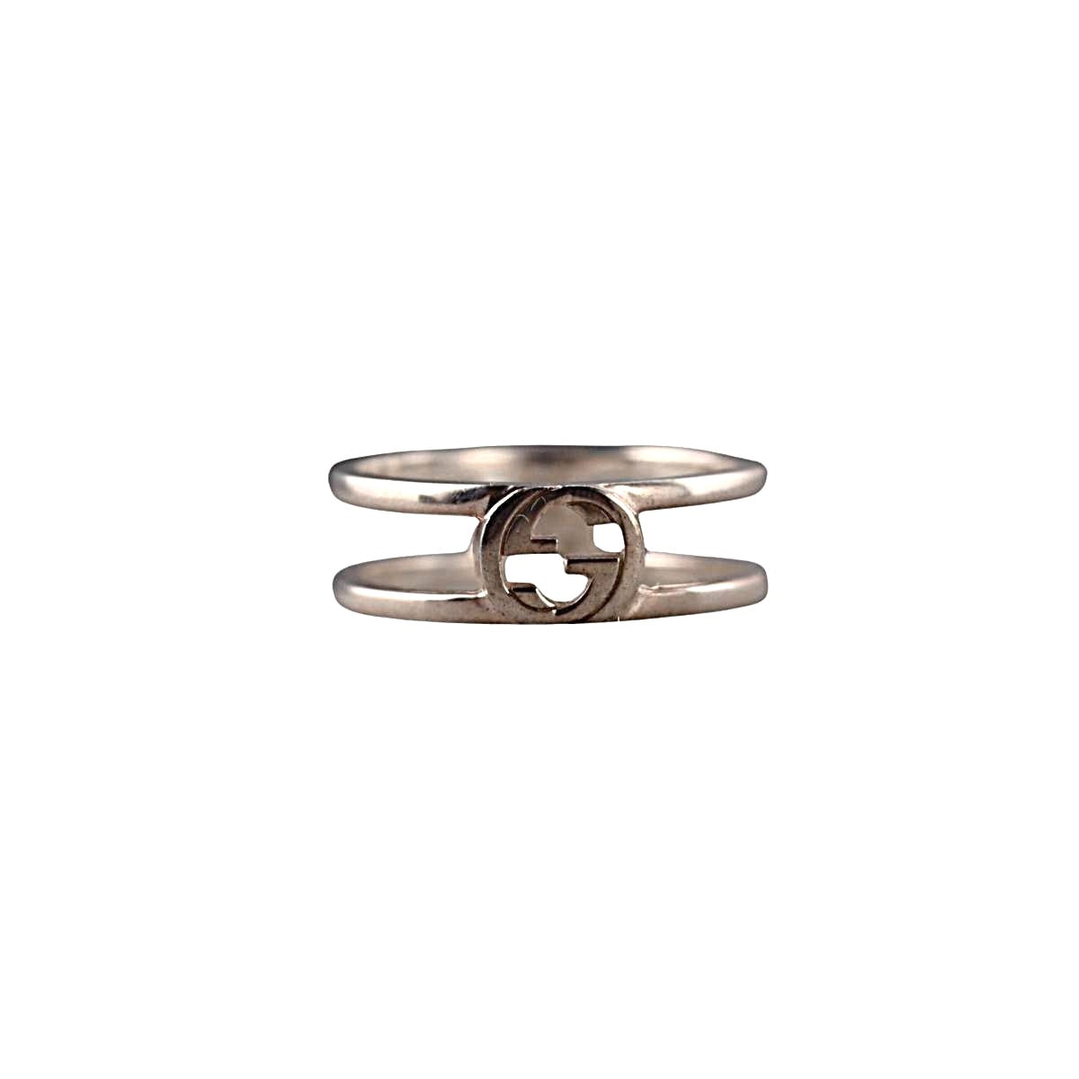 Gucci GG Interlocking G Sterling Silver 6mm Double Band Ring