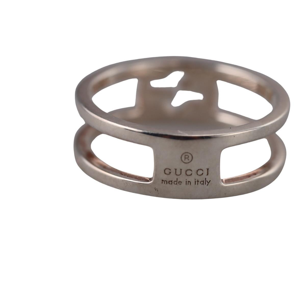 Gucci GG Interlocking G Sterling Silver 6mm Double Band Ring