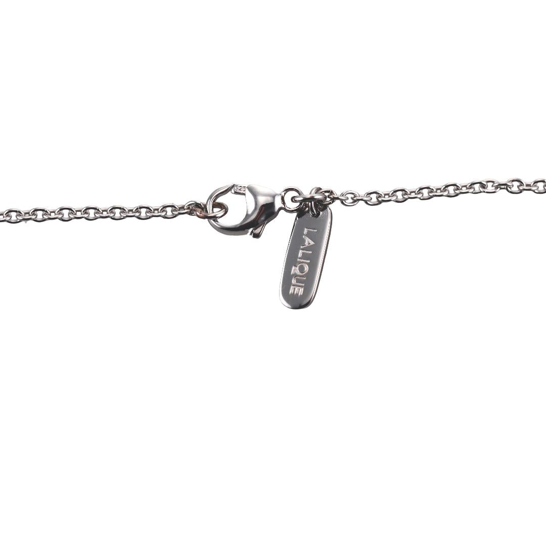 Lalique Fleur Neige Clear Crystal Sterling Silver Pendant Necklace 10610000