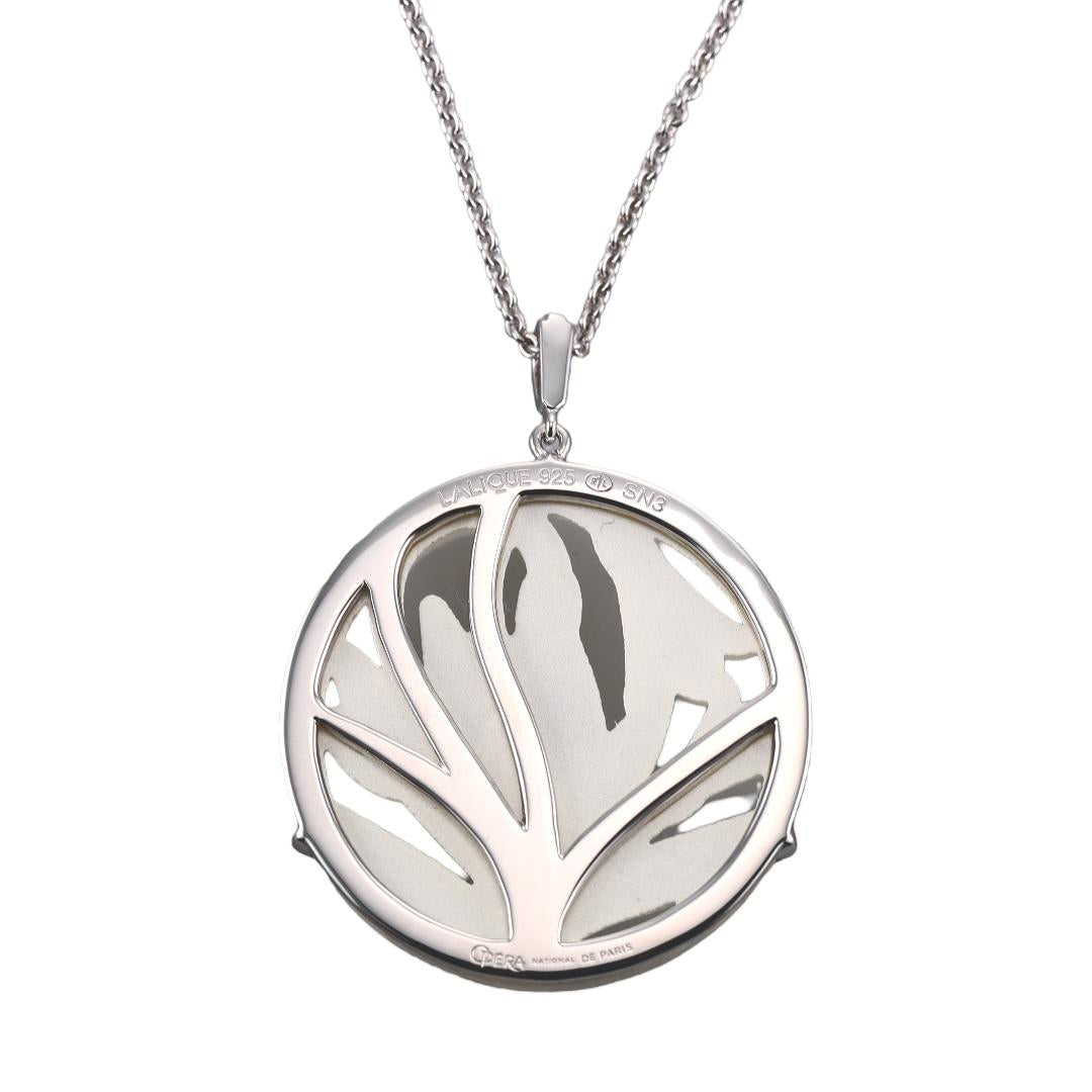 Lalique Fleur Neige Clear Crystal Sterling Silver Pendant Necklace 10609900