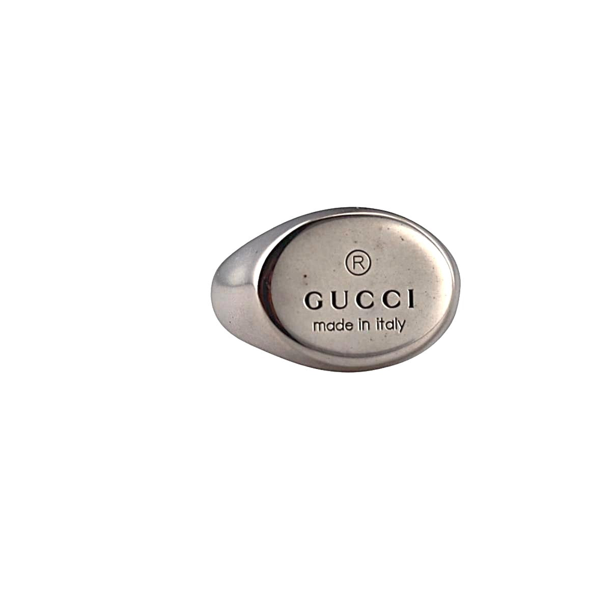 Gucci Trademark Chevalier Sterling Silver Oval Ring