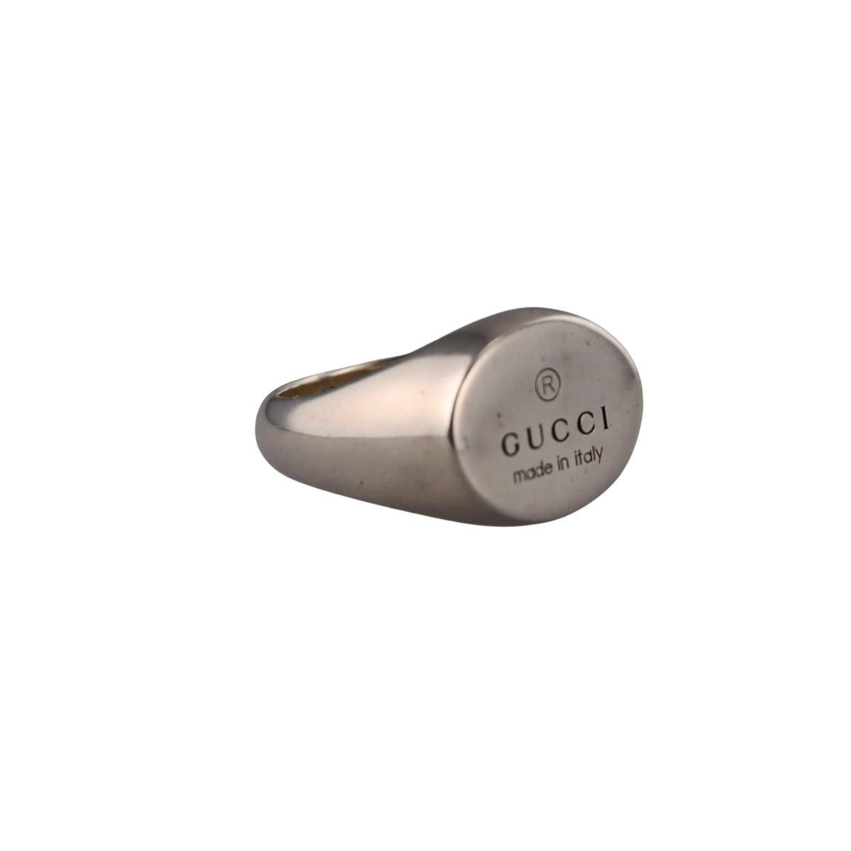 Gucci Trademark Chevalier Sterling Silver Oval Ring