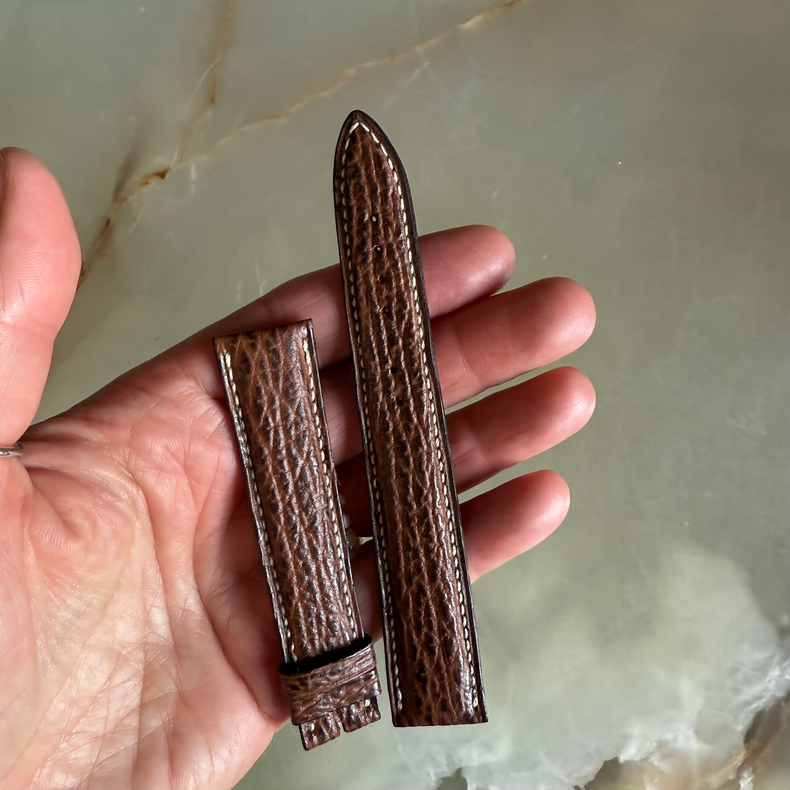 Authentic Breguet Brown Shark Watch Strap Band 19mm Padded & Stitched