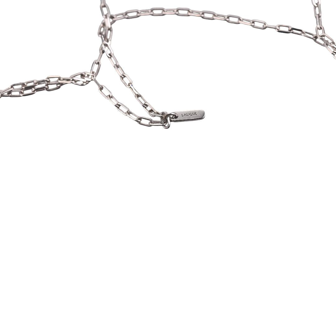 Lalique Flora Bella Clear Crystal Sterling Silver Necklace 10607200