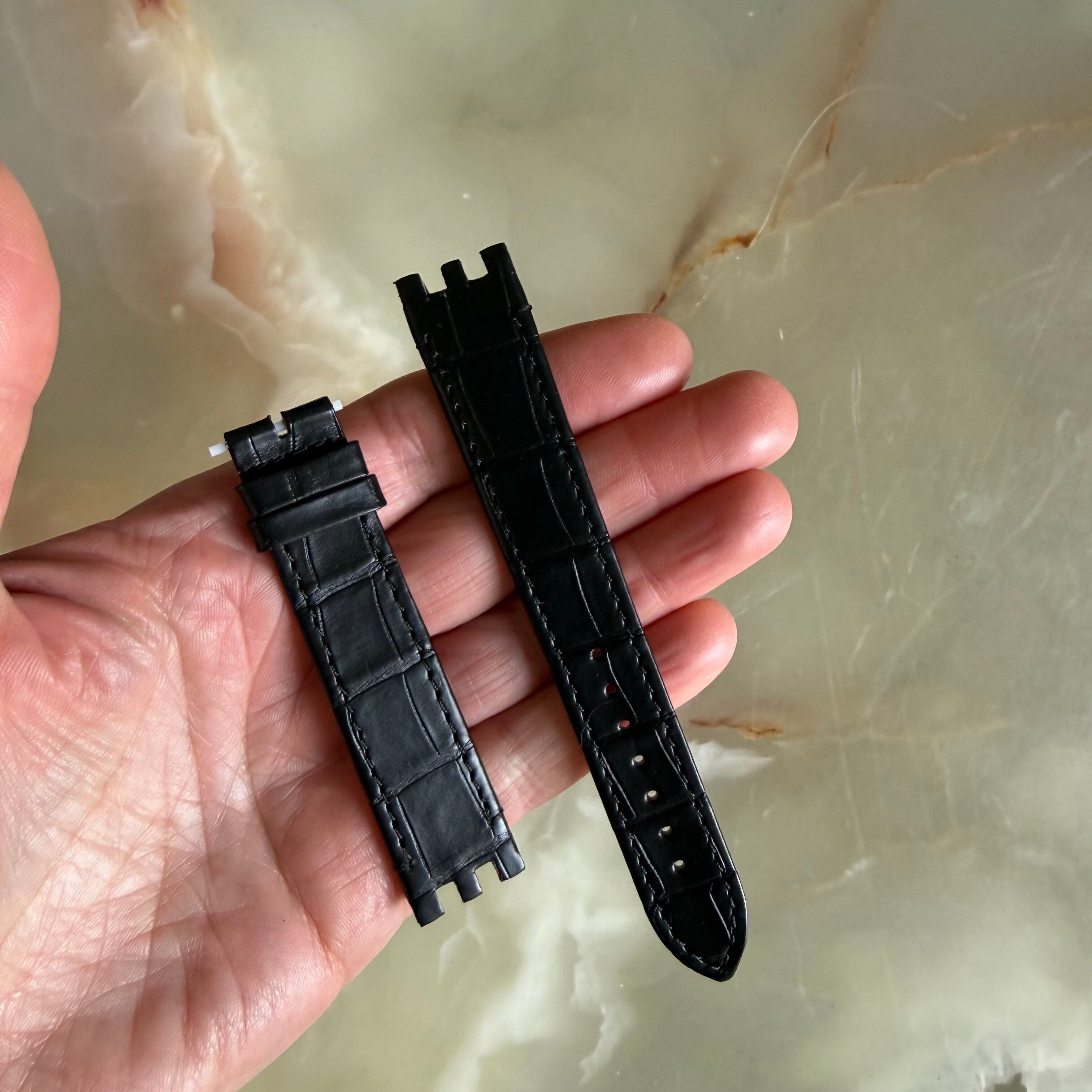 Authentic Jaeger LeCoultre Black Alligator Watch Strap Band 18mm