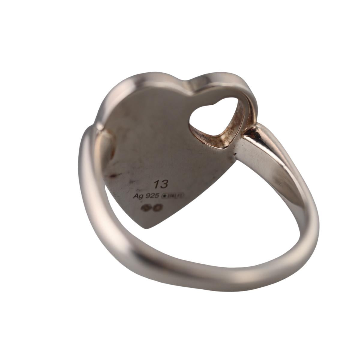 Gucci Trademark Heart Motif Sterling Silver Ring