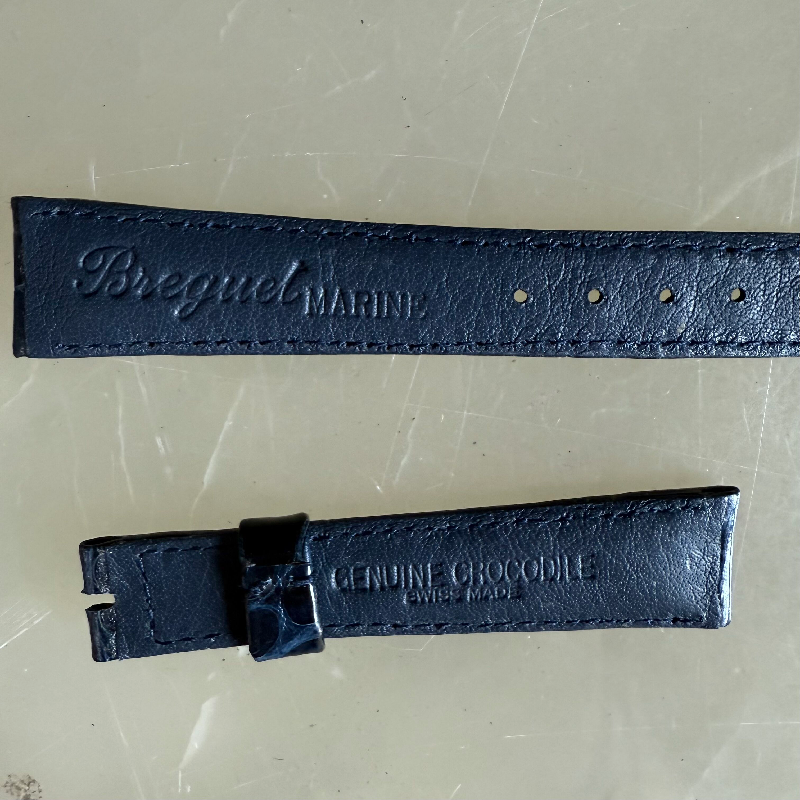 Authentic Breguet Blue Crocodile Watch Strap Band 17mm Padded & Stitched