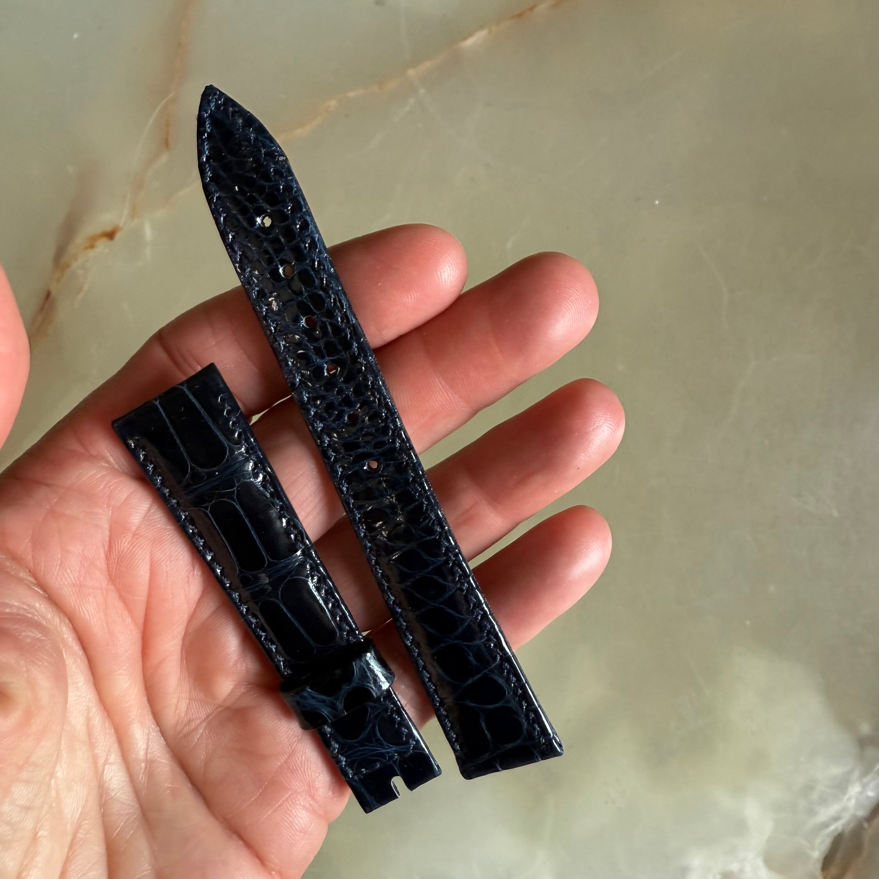 Authentic Breguet Blue Crocodile Watch Strap Band 17mm Padded & Stitched