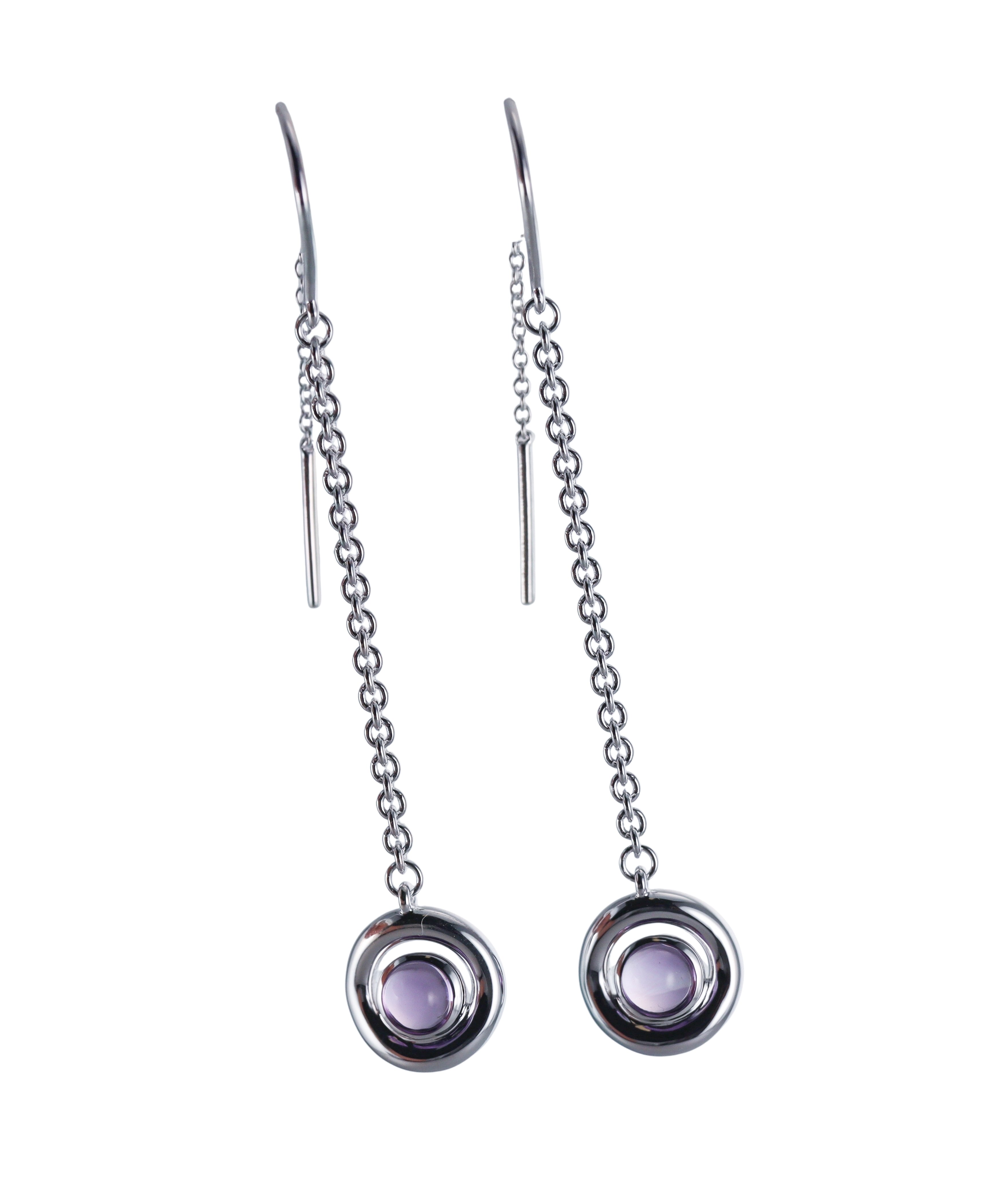 New Christofle Idole Sterling Silver Amethyst Earrings 6762300