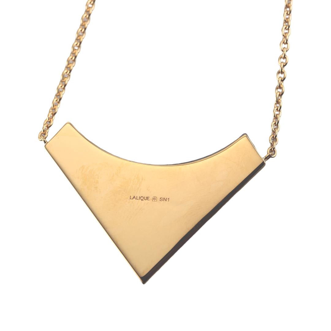 Lalique 1925 Grey Crystal Gold Plated Necklace Large 10679000