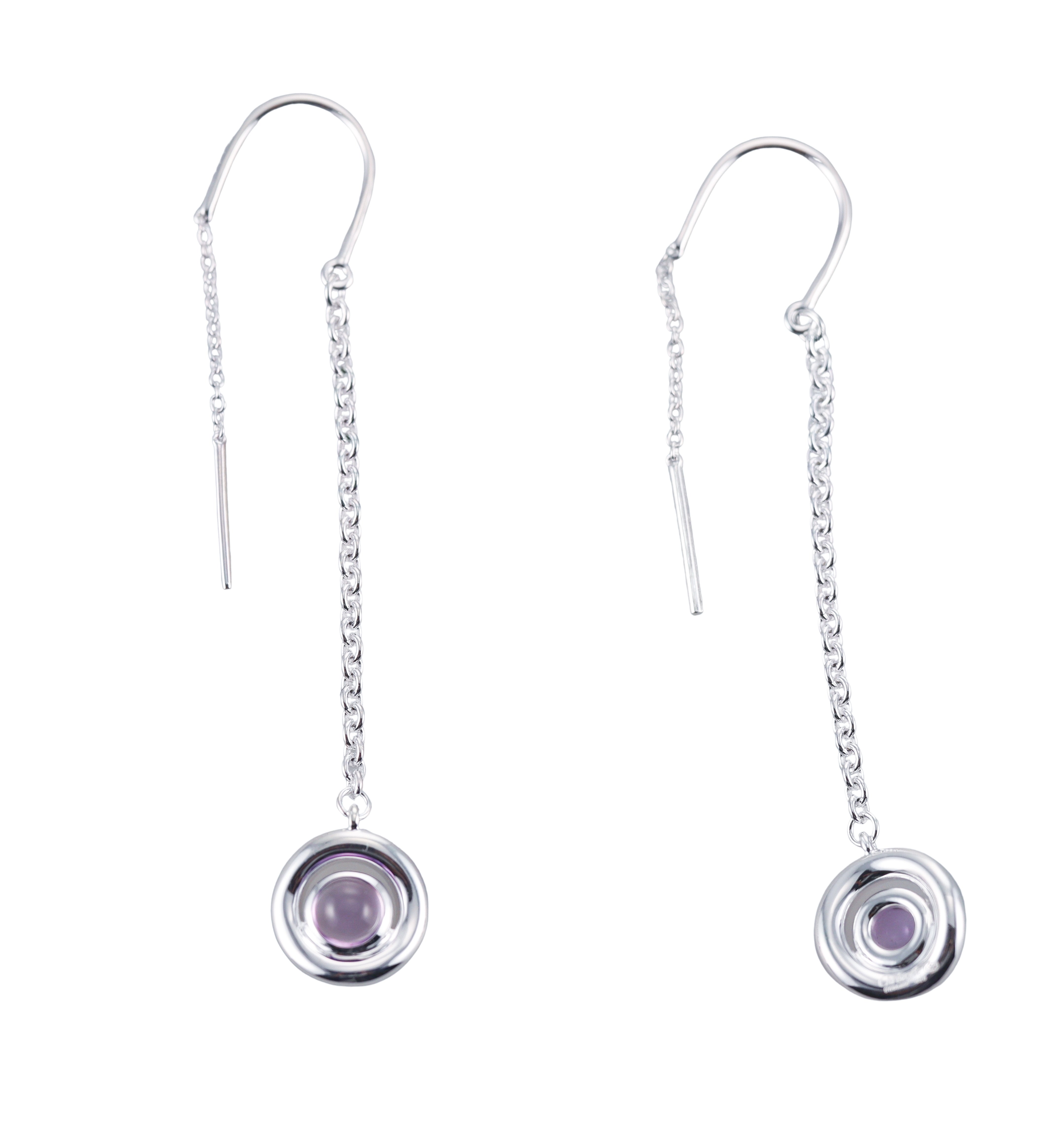 New Christofle Idole Sterling Silver Amethyst Earrings 6762300