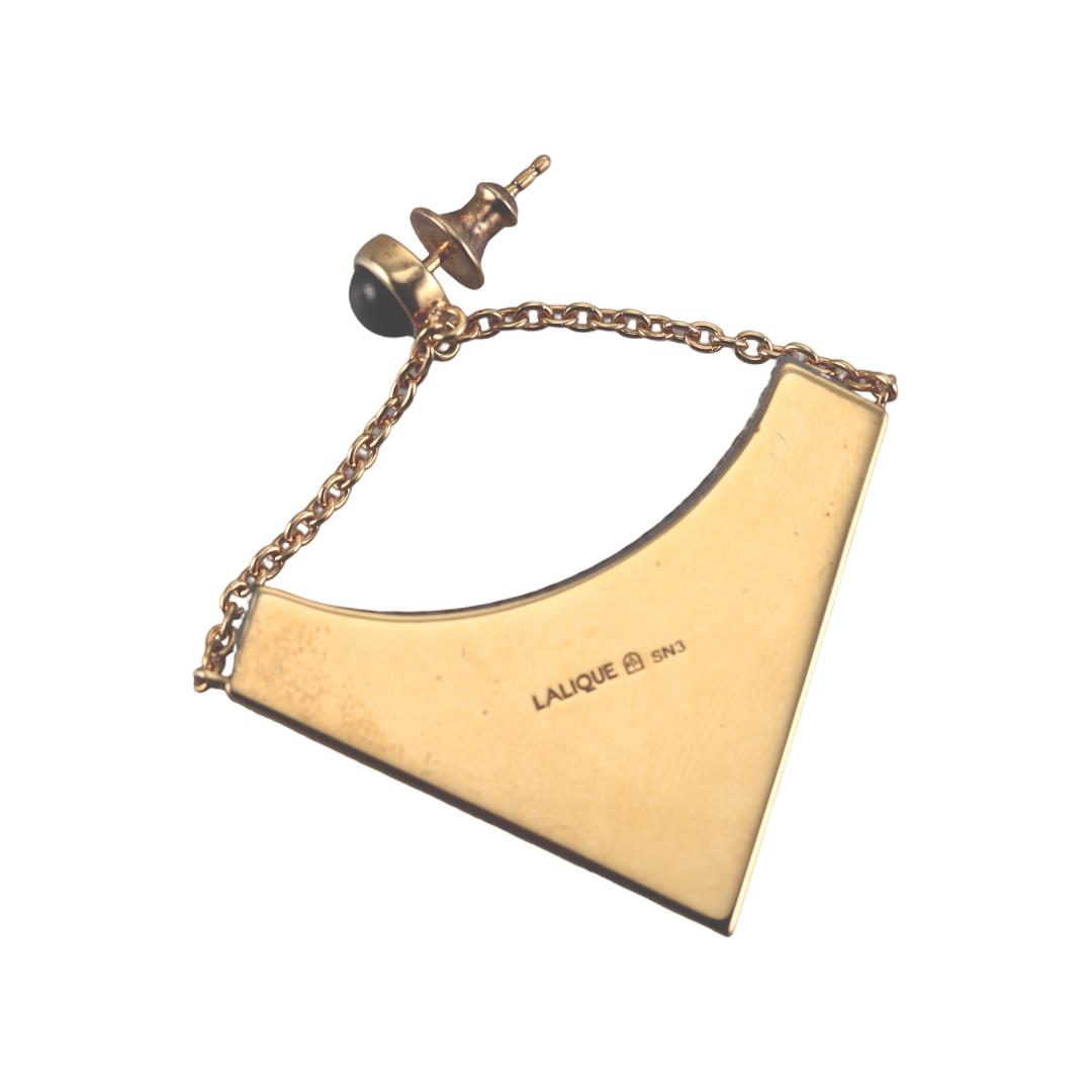 Lalique 1925 Grey Crystal Gold Plated Single Earring Large 10679200