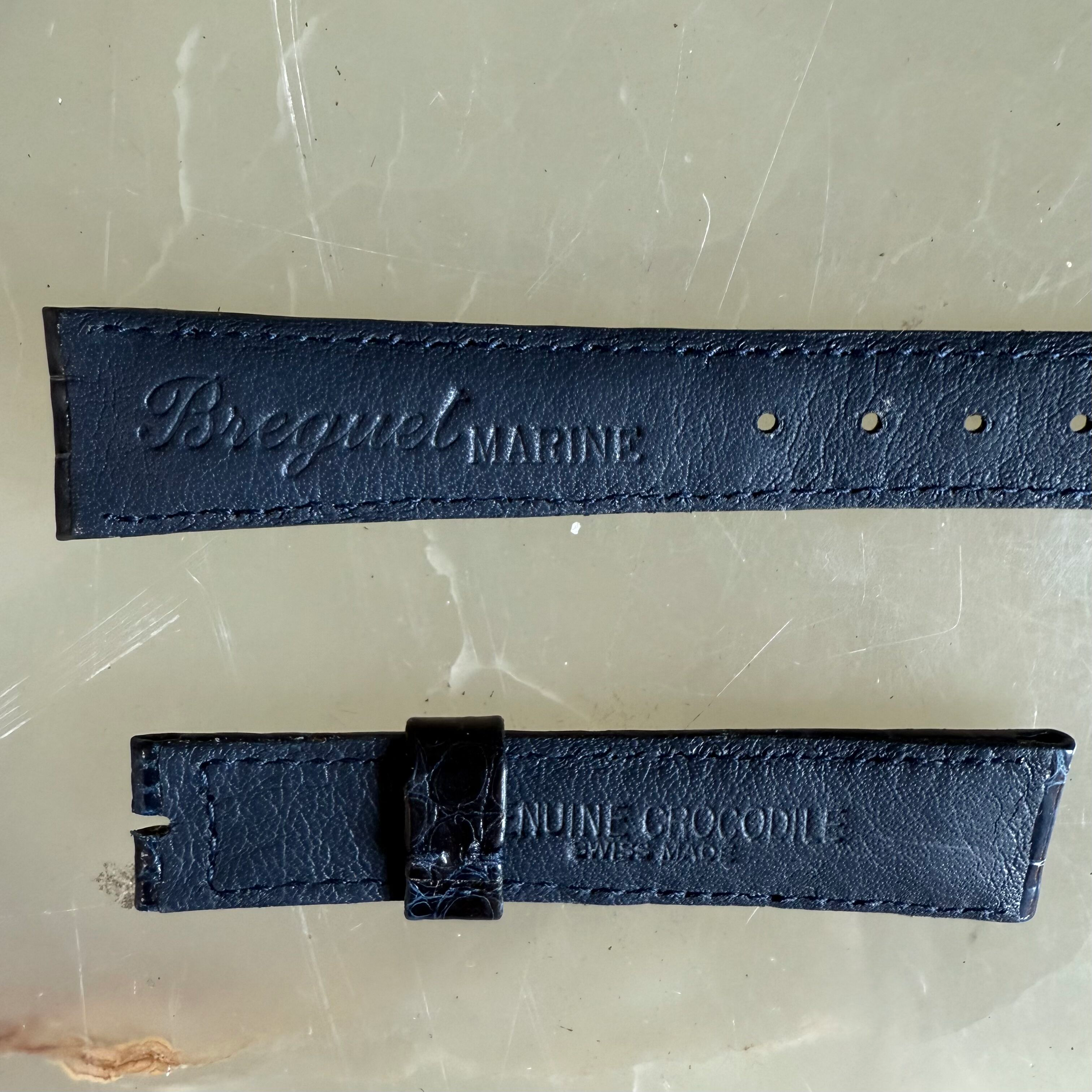 Authentic Breguet Blue Crocodile Watch Strap Band 18mm Padded & Stitched