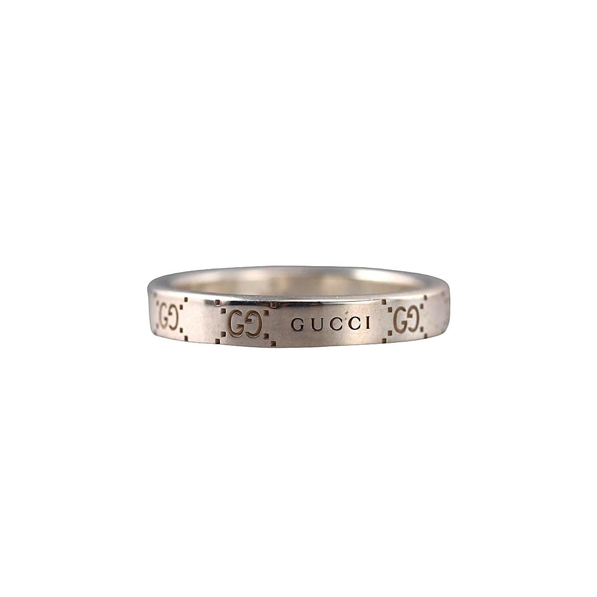 Gucci Signature Sterling Silver 4mm Band Ring