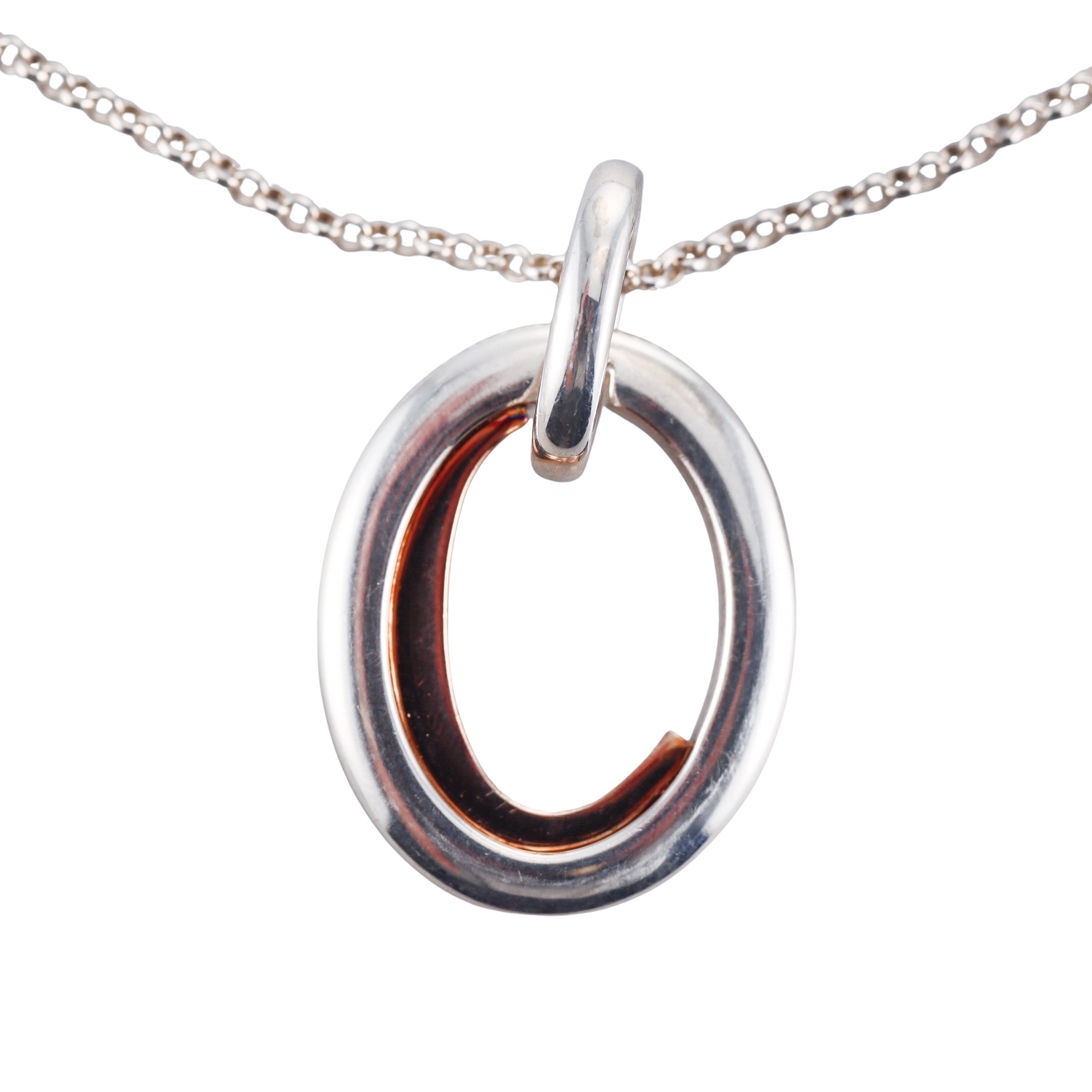 C de Christofle Sterling Silver & Rose Gold Pendant Necklace 6761405