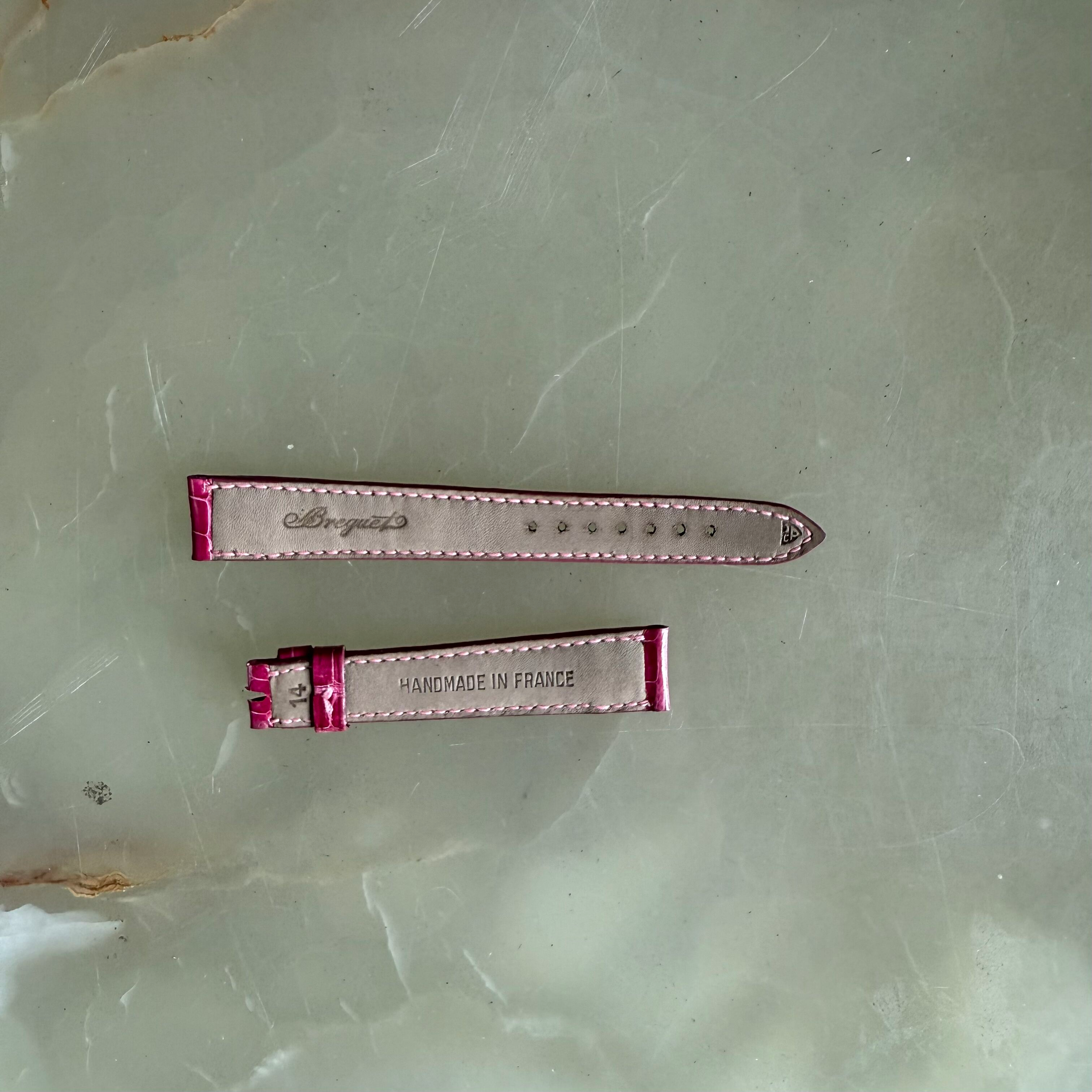 Authentic Breguet Pink Crocodile Watch Strap Band 14.5mm Padded & Stitched