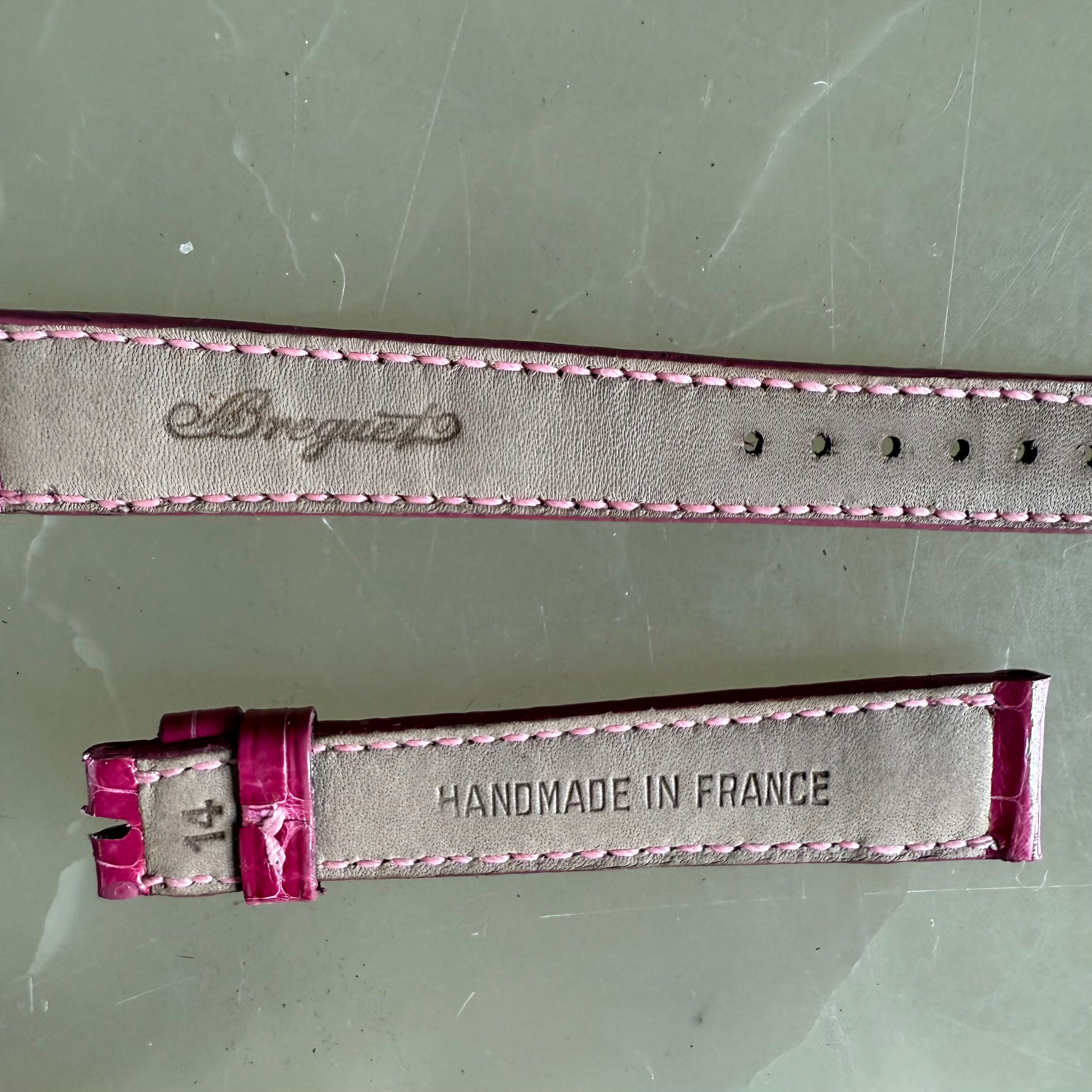 Authentic Breguet Pink Crocodile Watch Strap Band 14.5mm Padded & Stitched