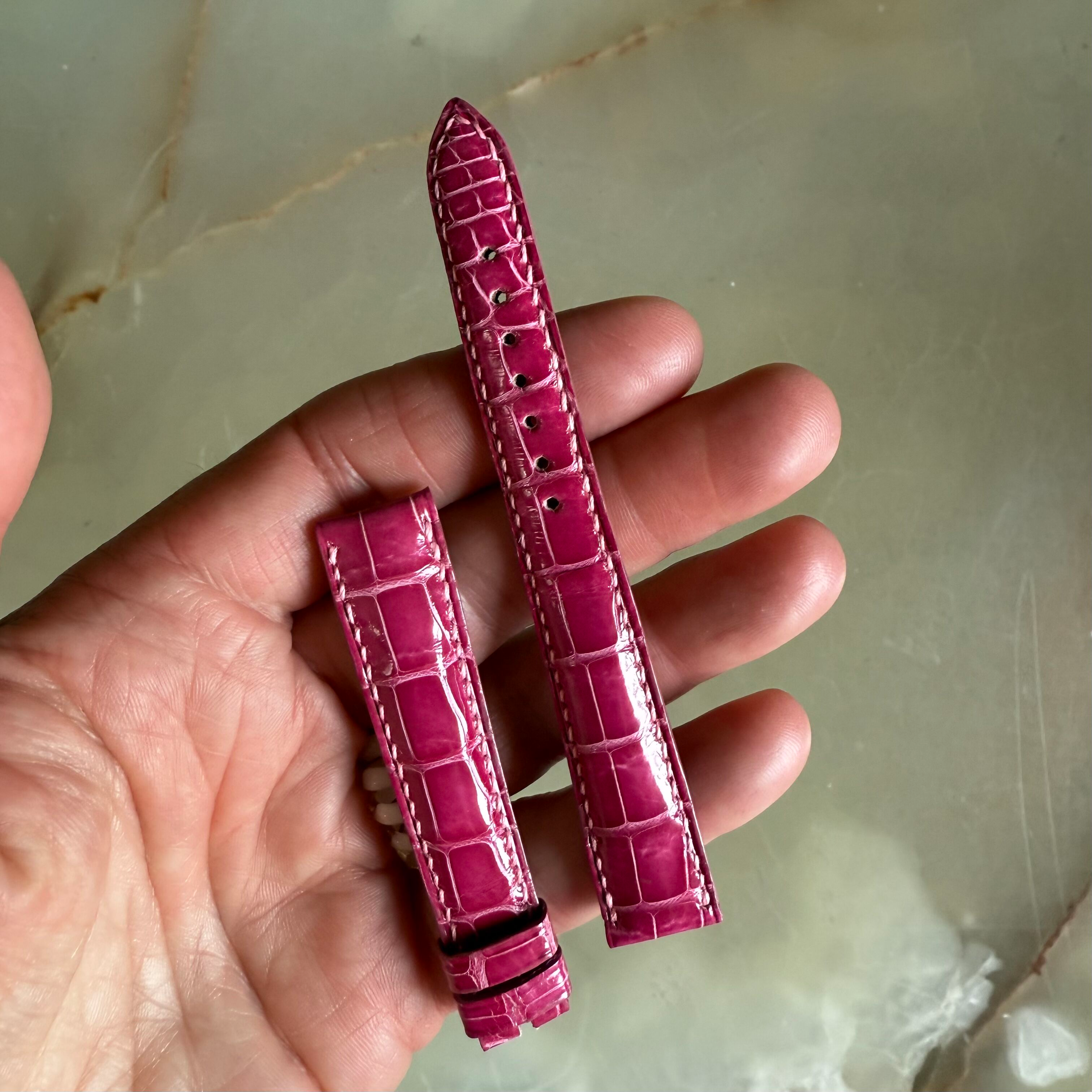 Authentic Breguet Pink Crocodile Watch Strap Band 14.5mm Padded & Stitched