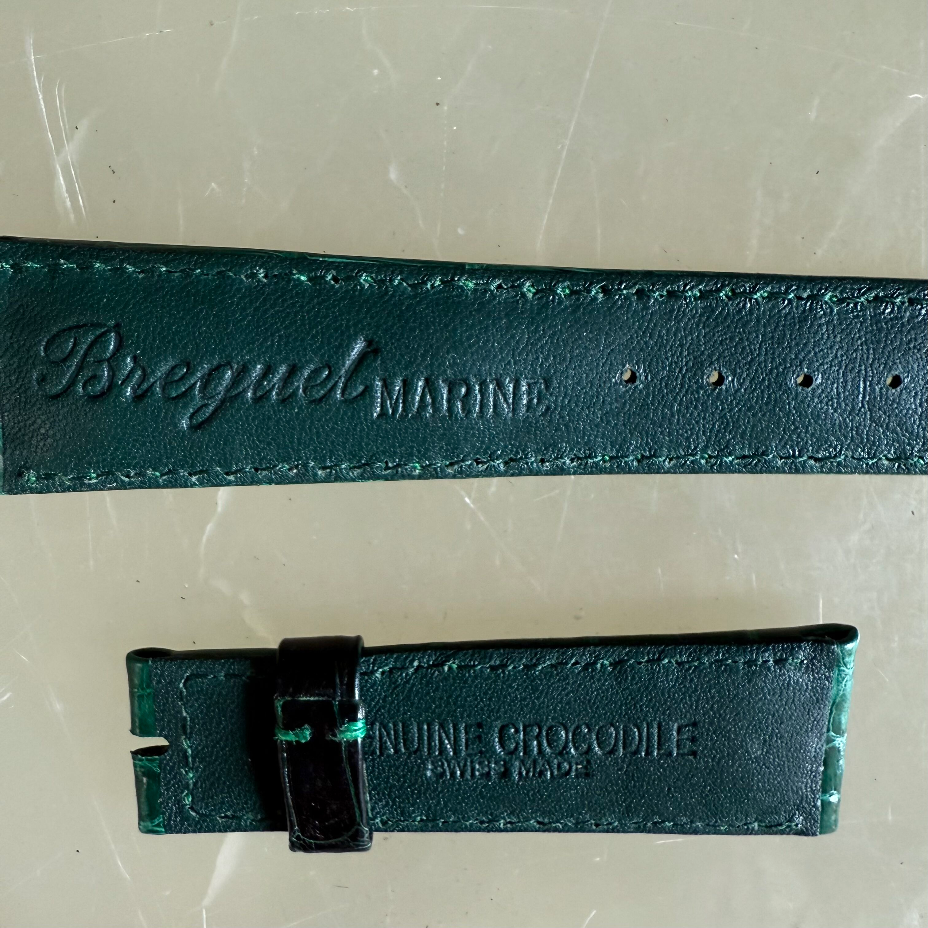 Authentic Breguet Green Crocodile Watch Strap Band 19mm Padded & Stitched