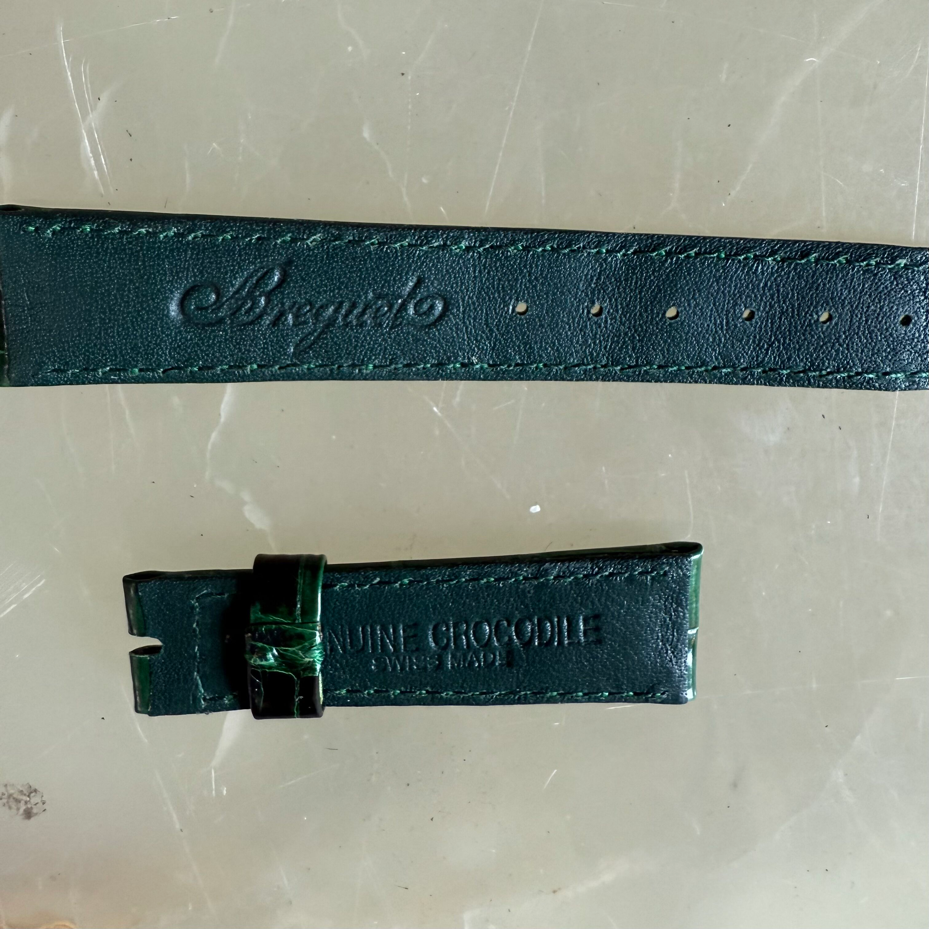 Authentic Breguet Green Crocodile Watch Strap Band 16.5mm Padded & Stitched