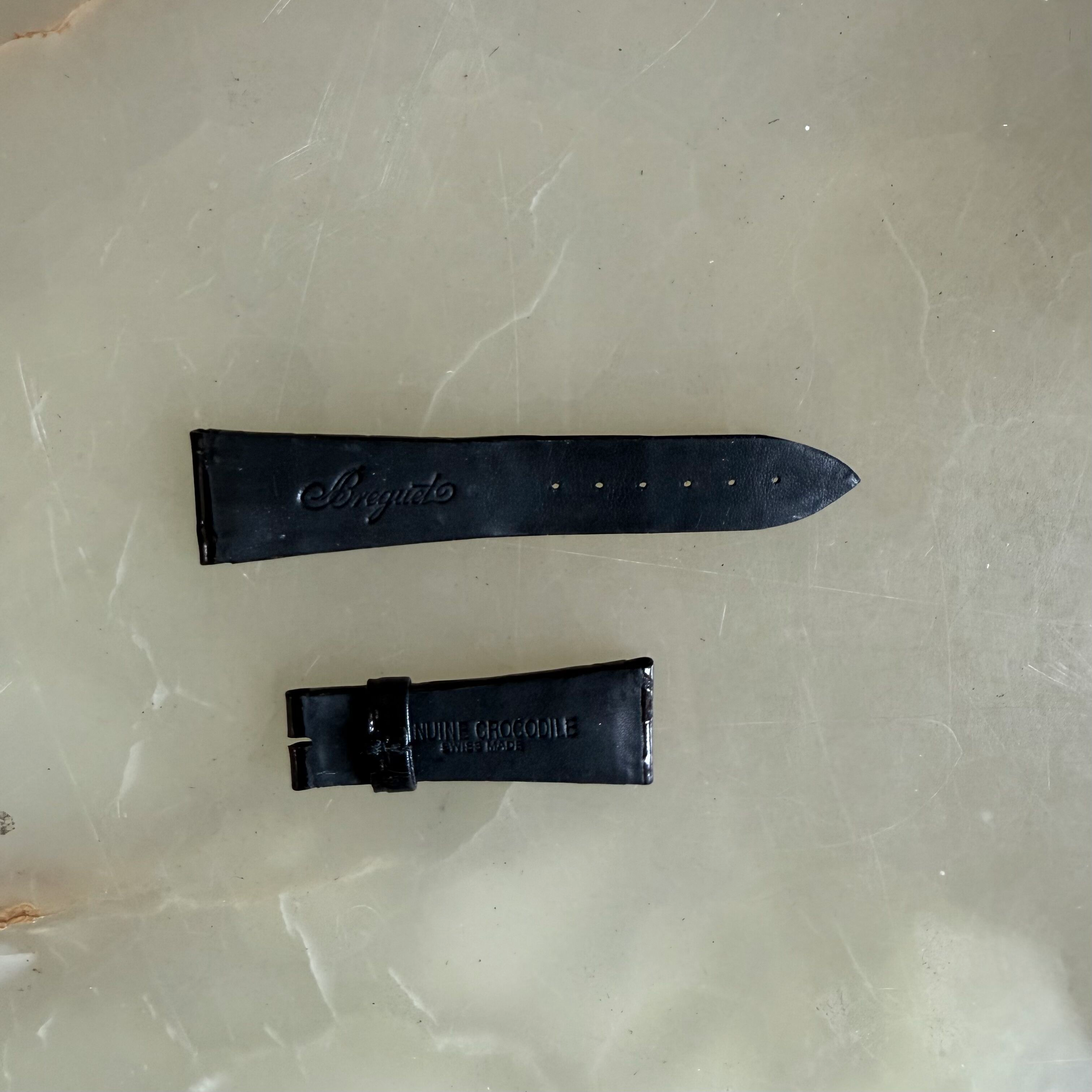 Authentic Breguet Black Crocodile Watch Strap Band 22mm Padded & Stitched
