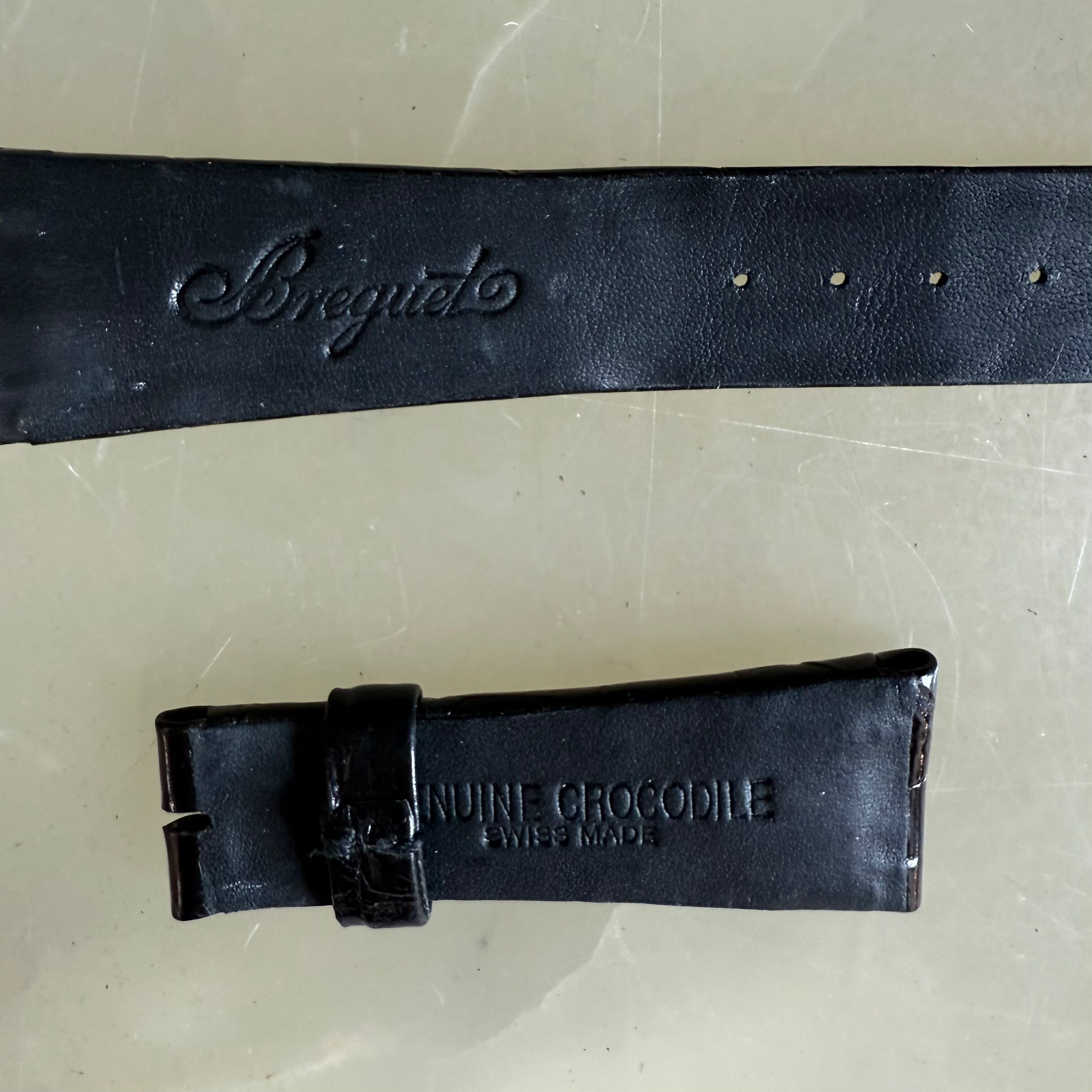 Authentic Breguet Black Crocodile Watch Strap Band 22mm Padded & Stitched
