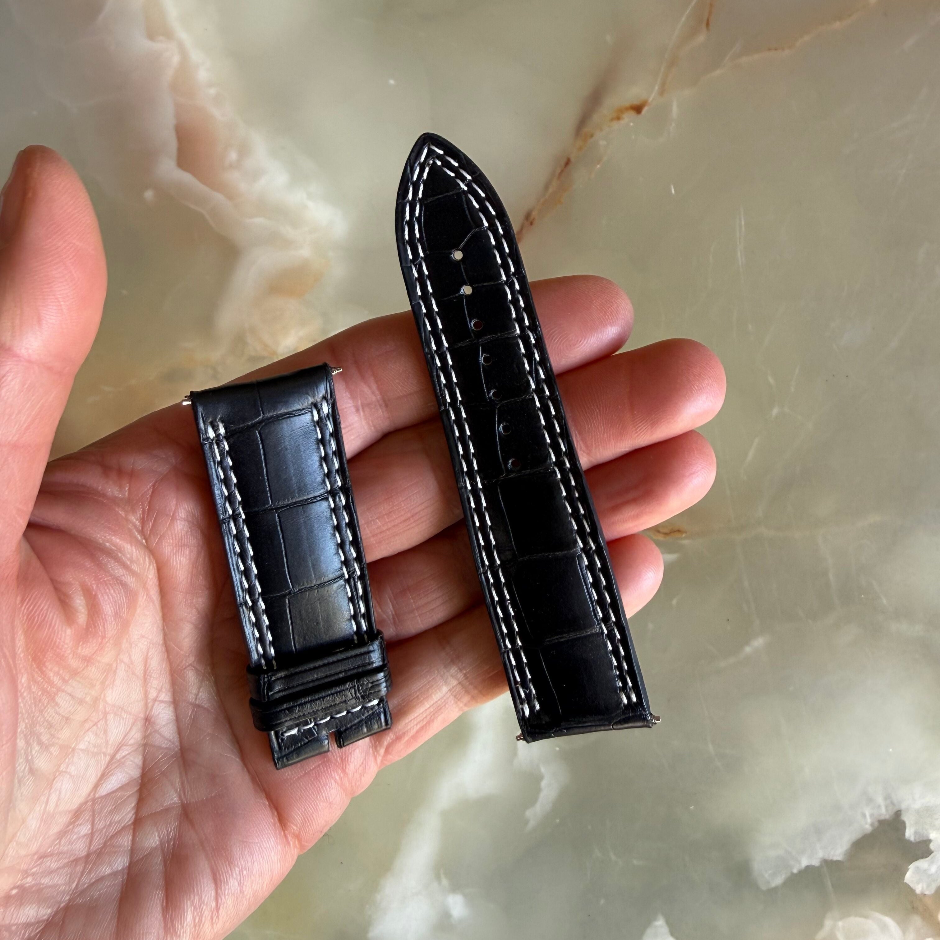 Authentic Jaeger LeCoultre Black Alligator Watch Strap Band 21mm