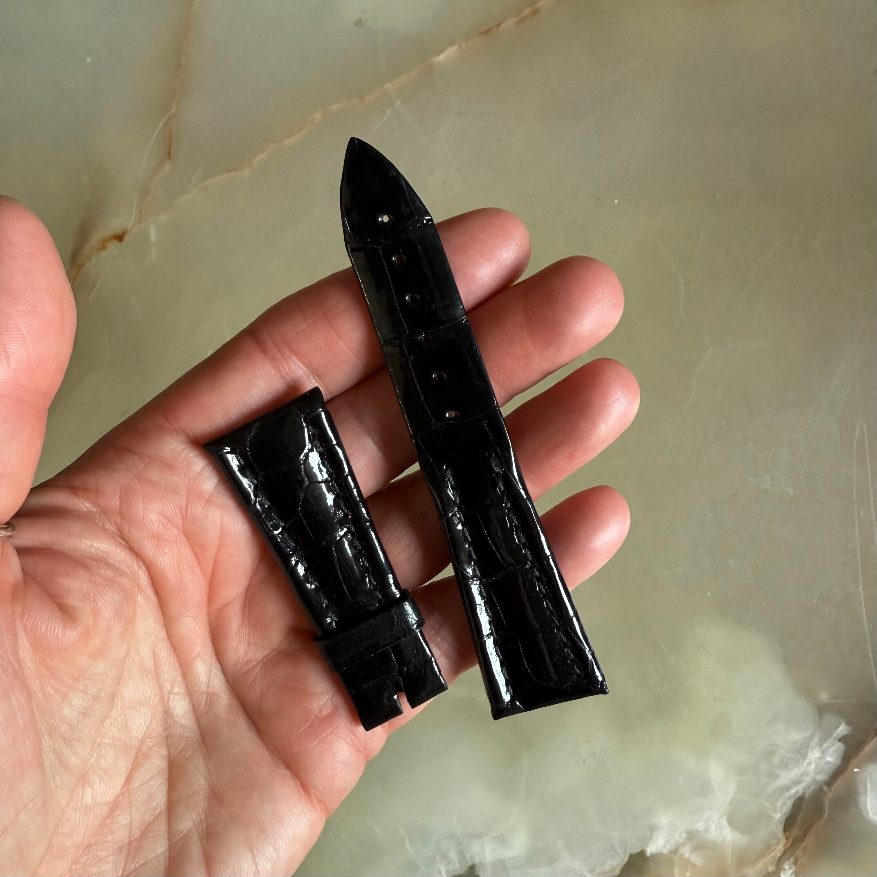 Authentic Breguet Black Crocodile Watch Strap Band 22mm Padded & Stitched