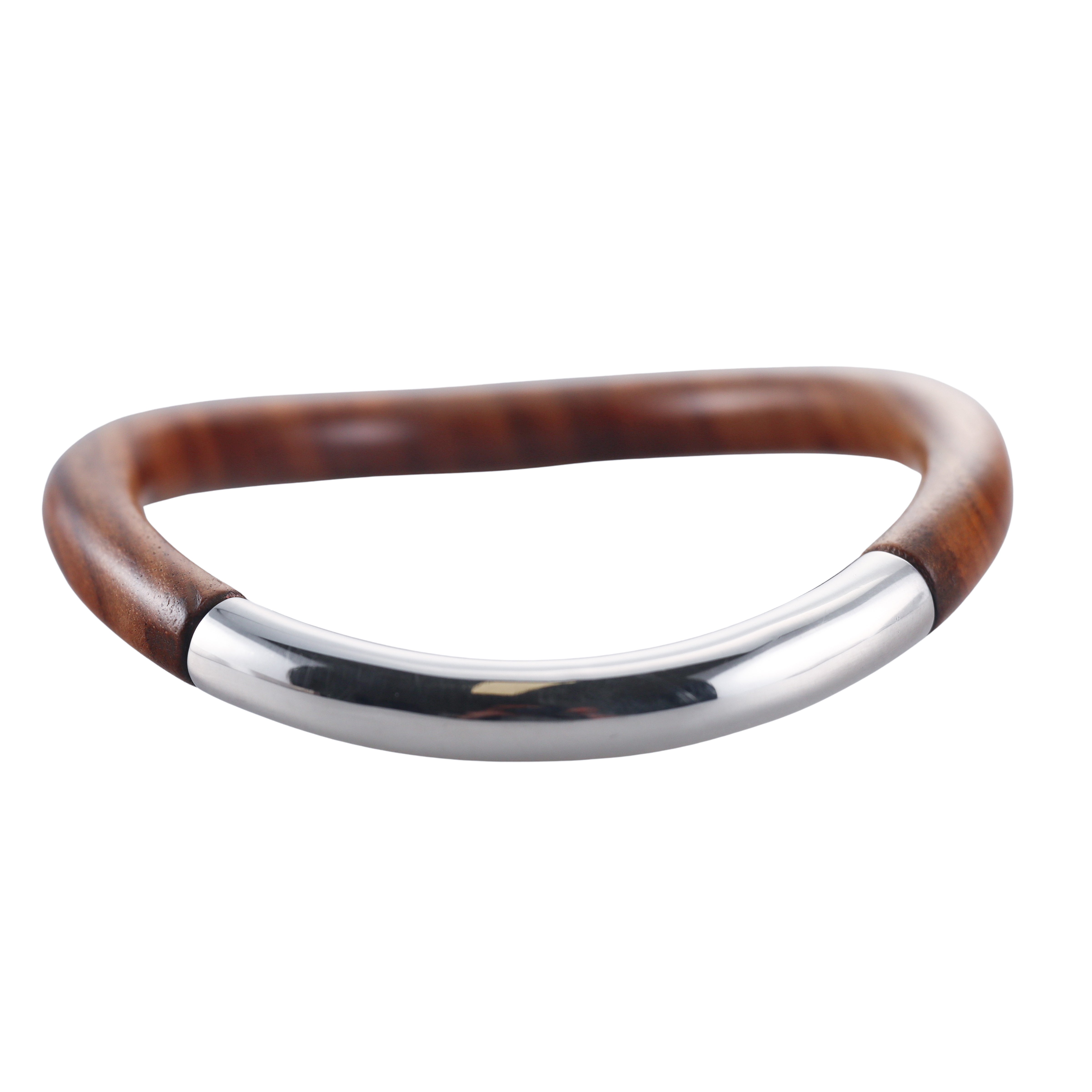 New Christofle Idole Bois & Argent Sterling Silver Rosewood Bracelet 6706023