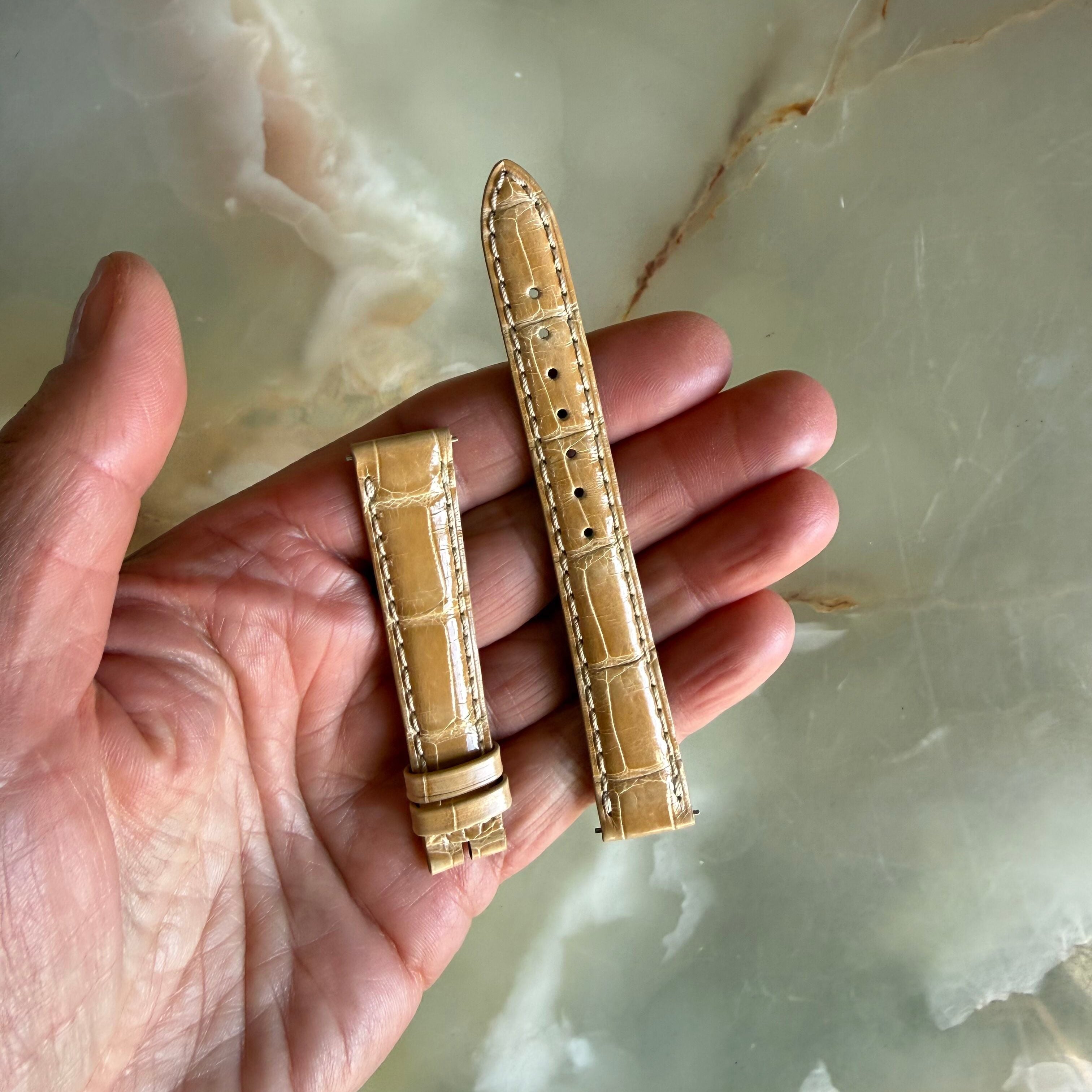 Authentic Jaeger LeCoultre Beige Alligator Watch Strap Band 14mm