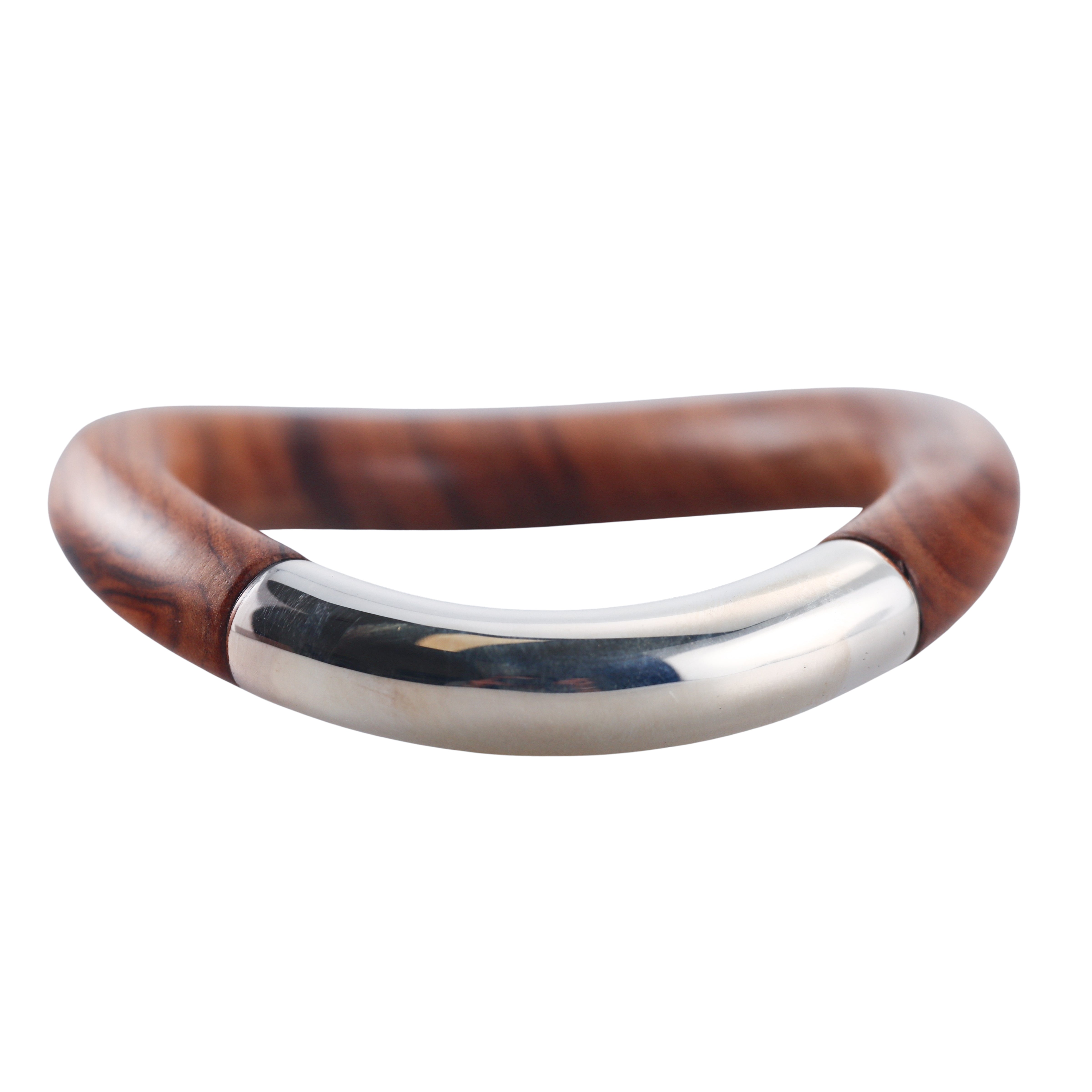 New Christofle Idole Bois & Argent Sterling Silver Rosewood Bracelet 6706020