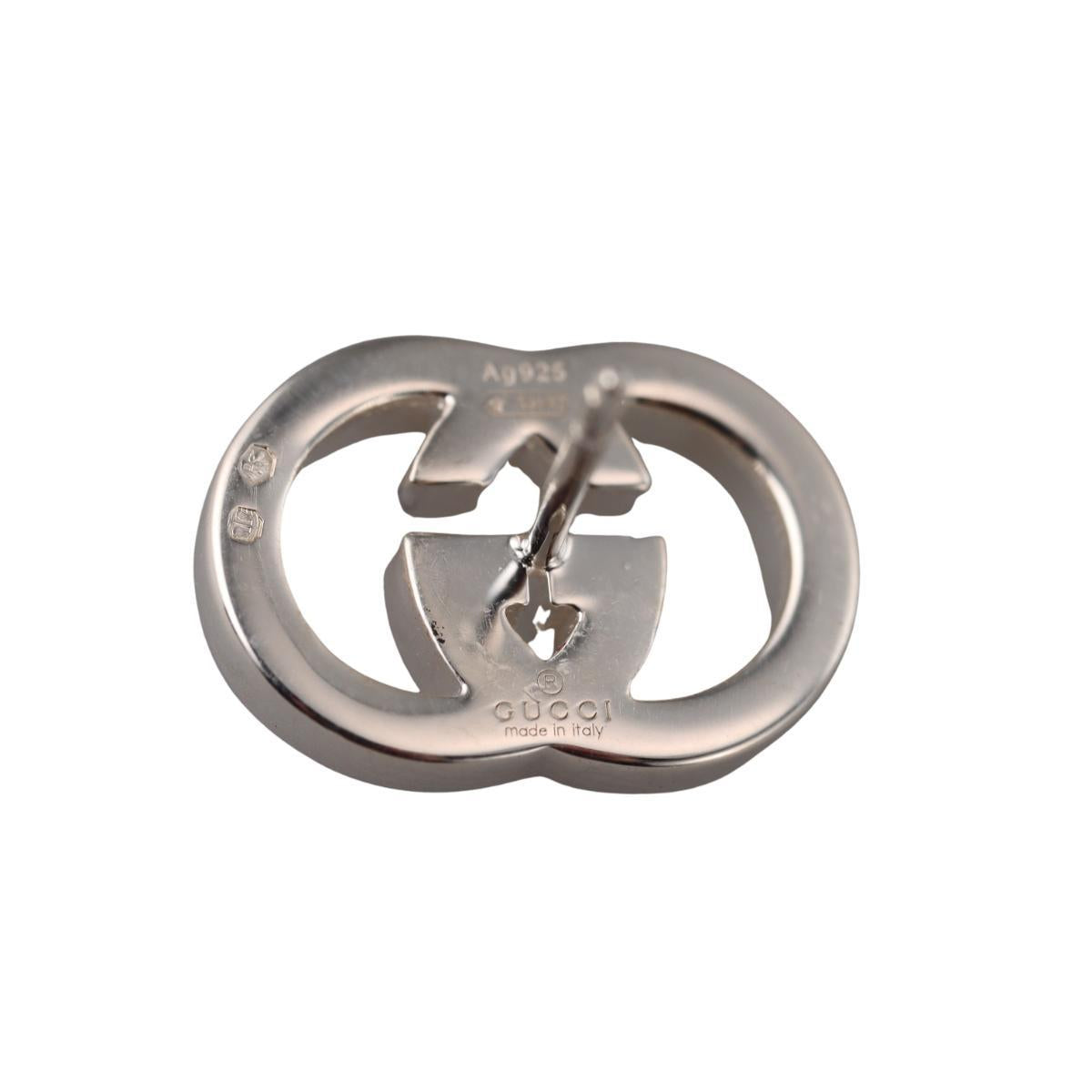 Gucci Interlocking G Large Sterling Silver Stud Earrings