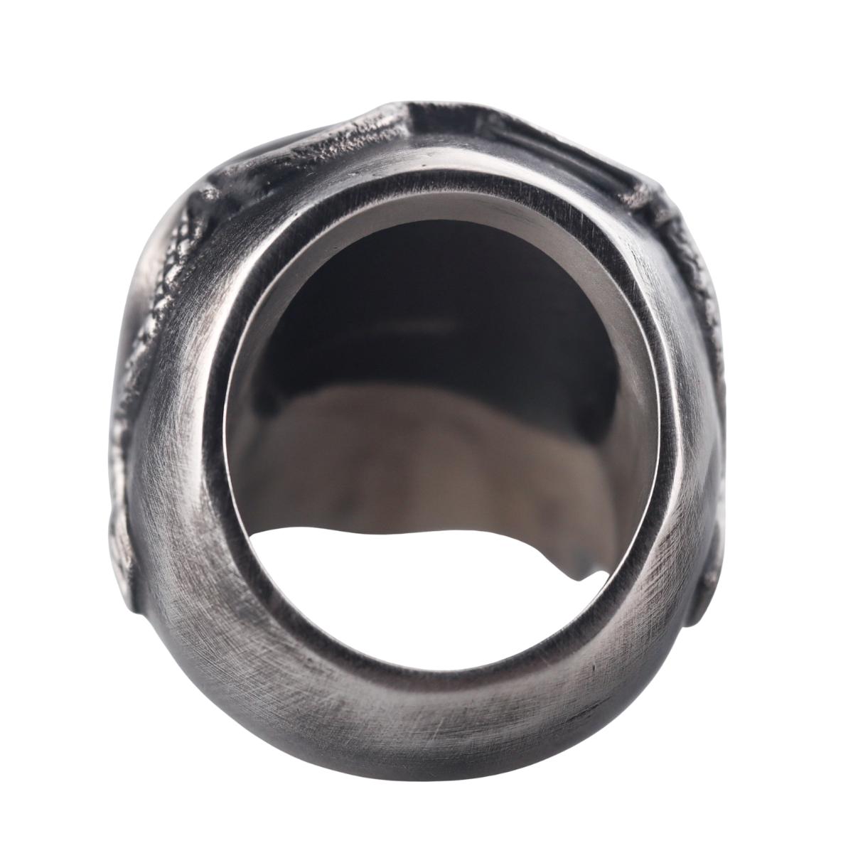 Skull Bomberg Skully Rider Stainless Steel Green Crystal Ring